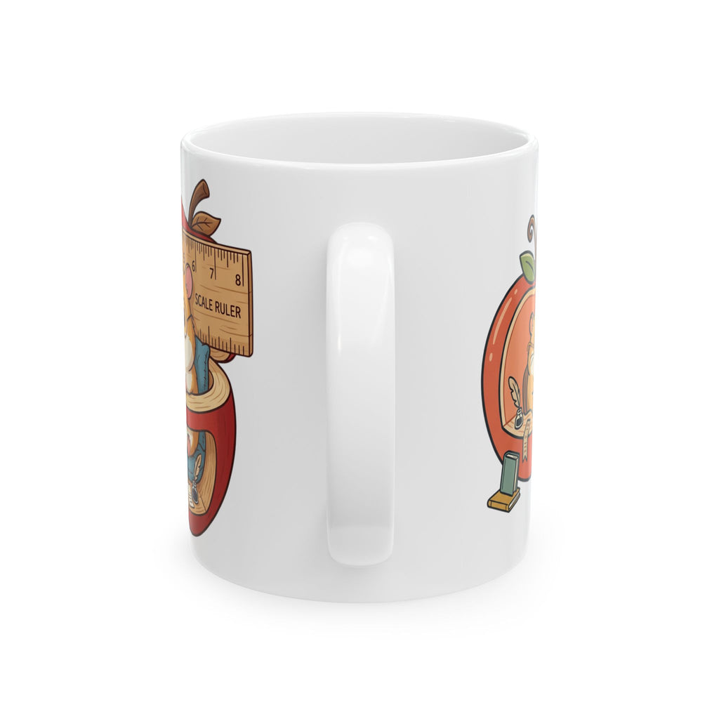 Teacher Apple Mug — "Small Steps, Big Grades" Ceramic Coffee Cup (Hamster Illustration)