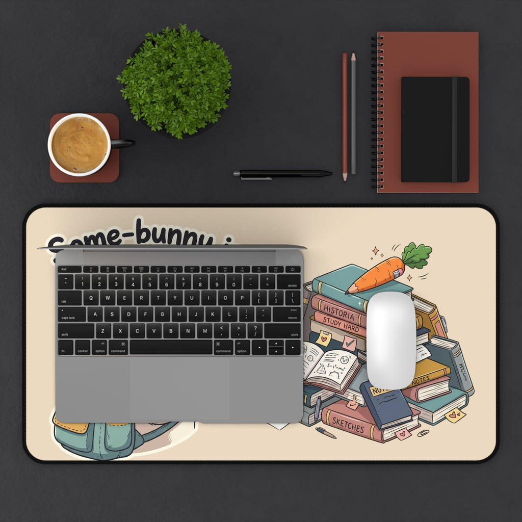 Some-bunny Is Studying Hard Desk Mat — Cute Bunny Study Mousepad for Students & Kids