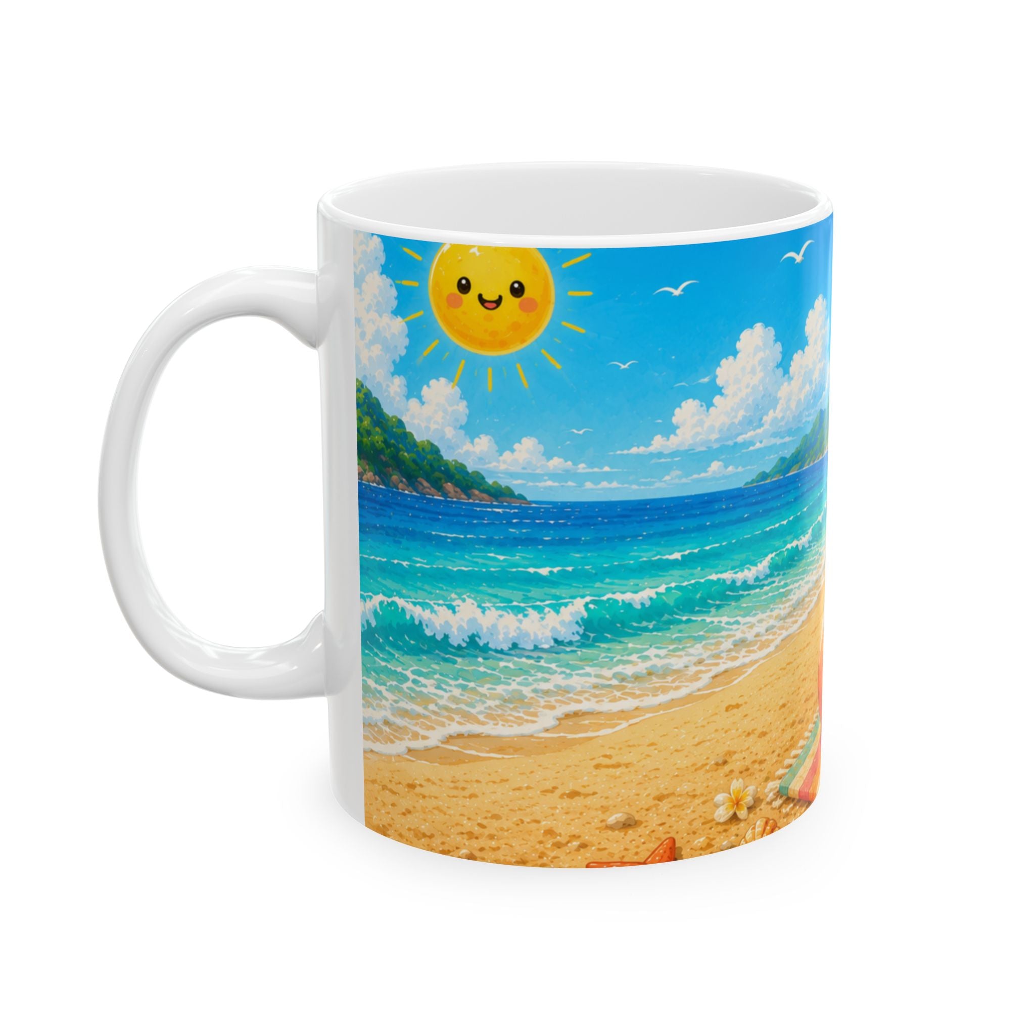 Beach Bear Ceramic Mug — Cute Tropical Summer Drinkware (11oz)