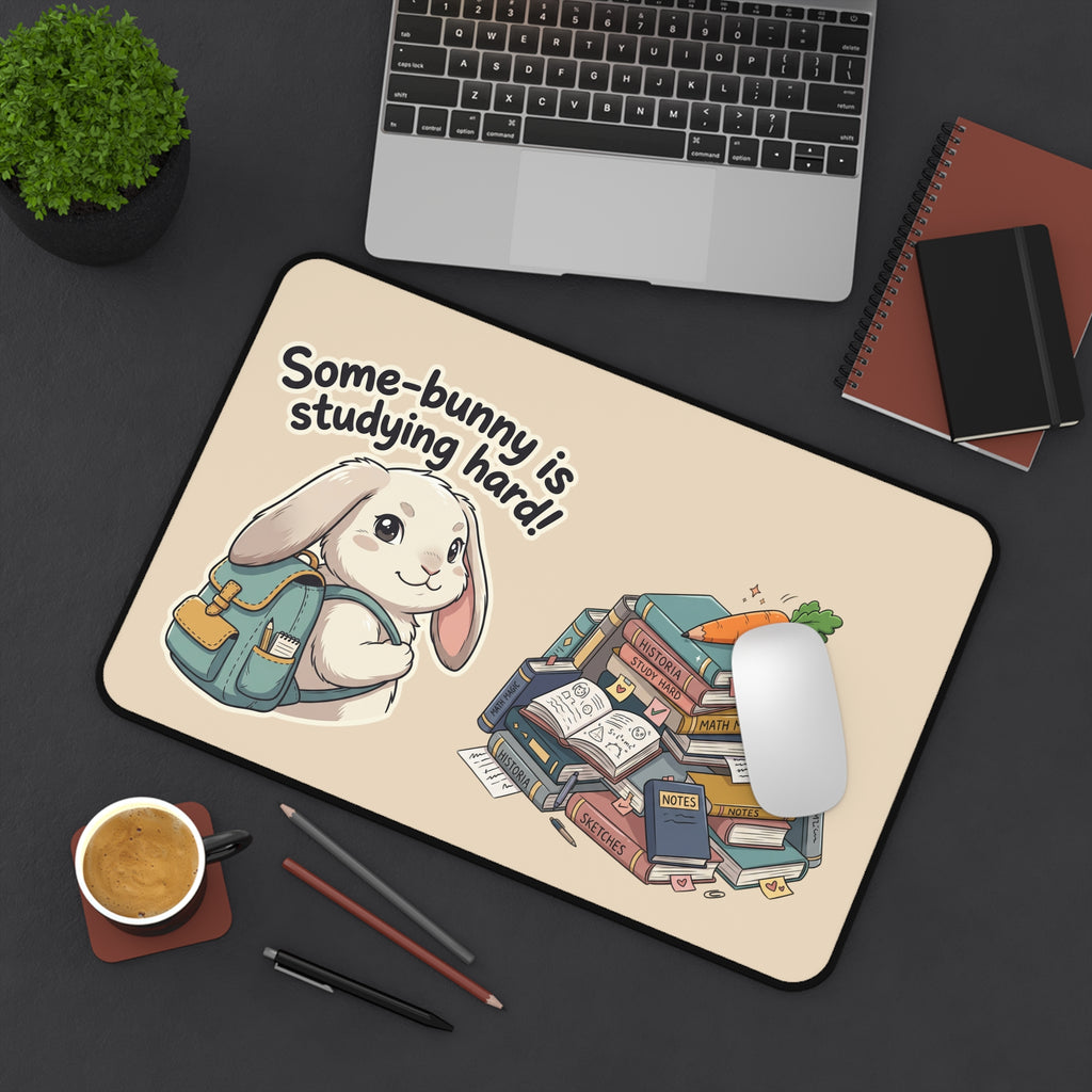 Some-bunny Is Studying Hard Desk Mat — Cute Bunny Study Mousepad for Students & Kids