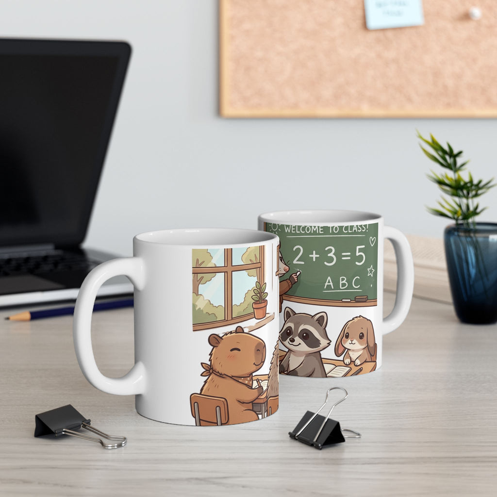 Ceramic Mug — Cute Woodland Classroom Animals Coffee Cup (11oz/15oz)