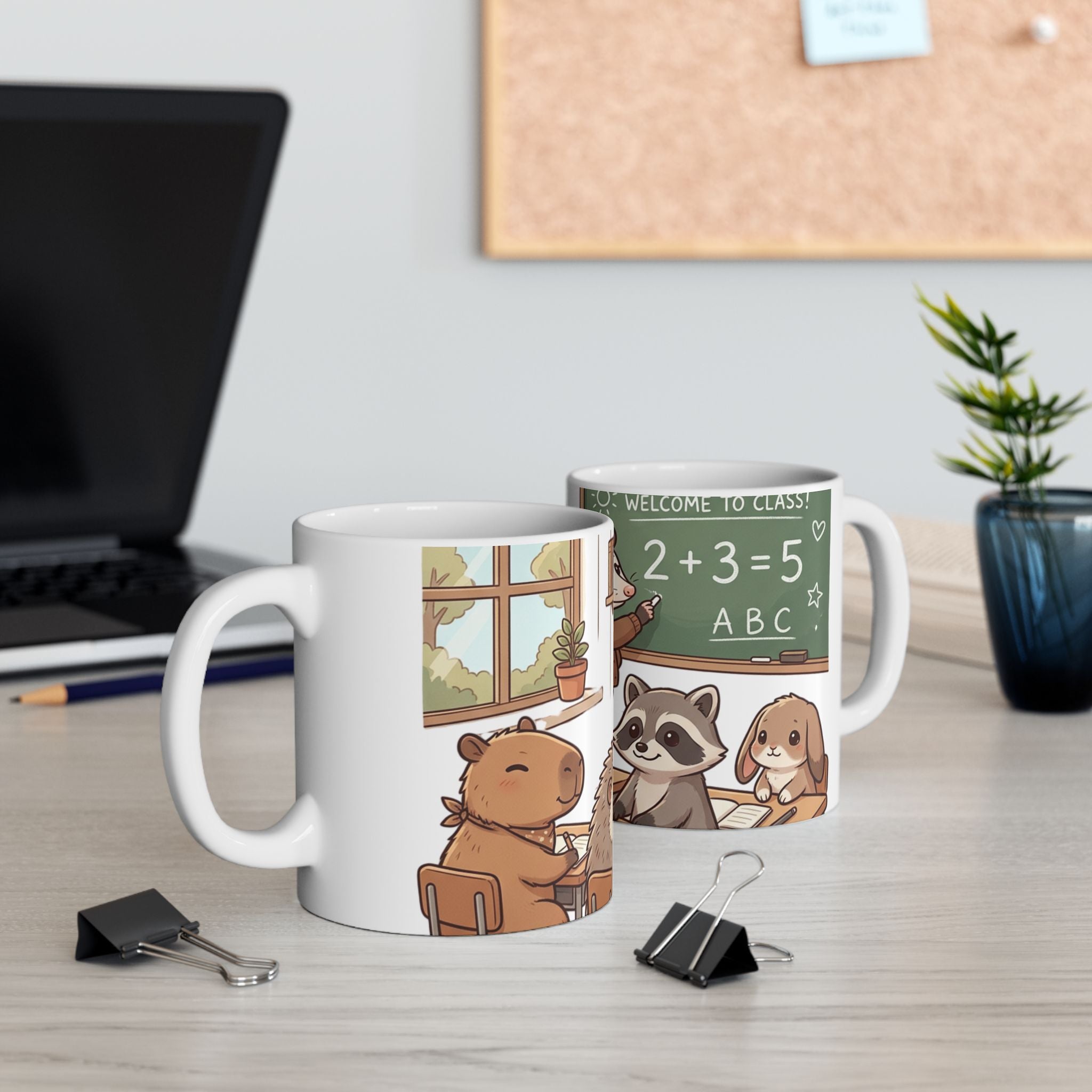 Ceramic Mug — Cute Woodland Classroom Animals Coffee Cup (11oz/15oz)