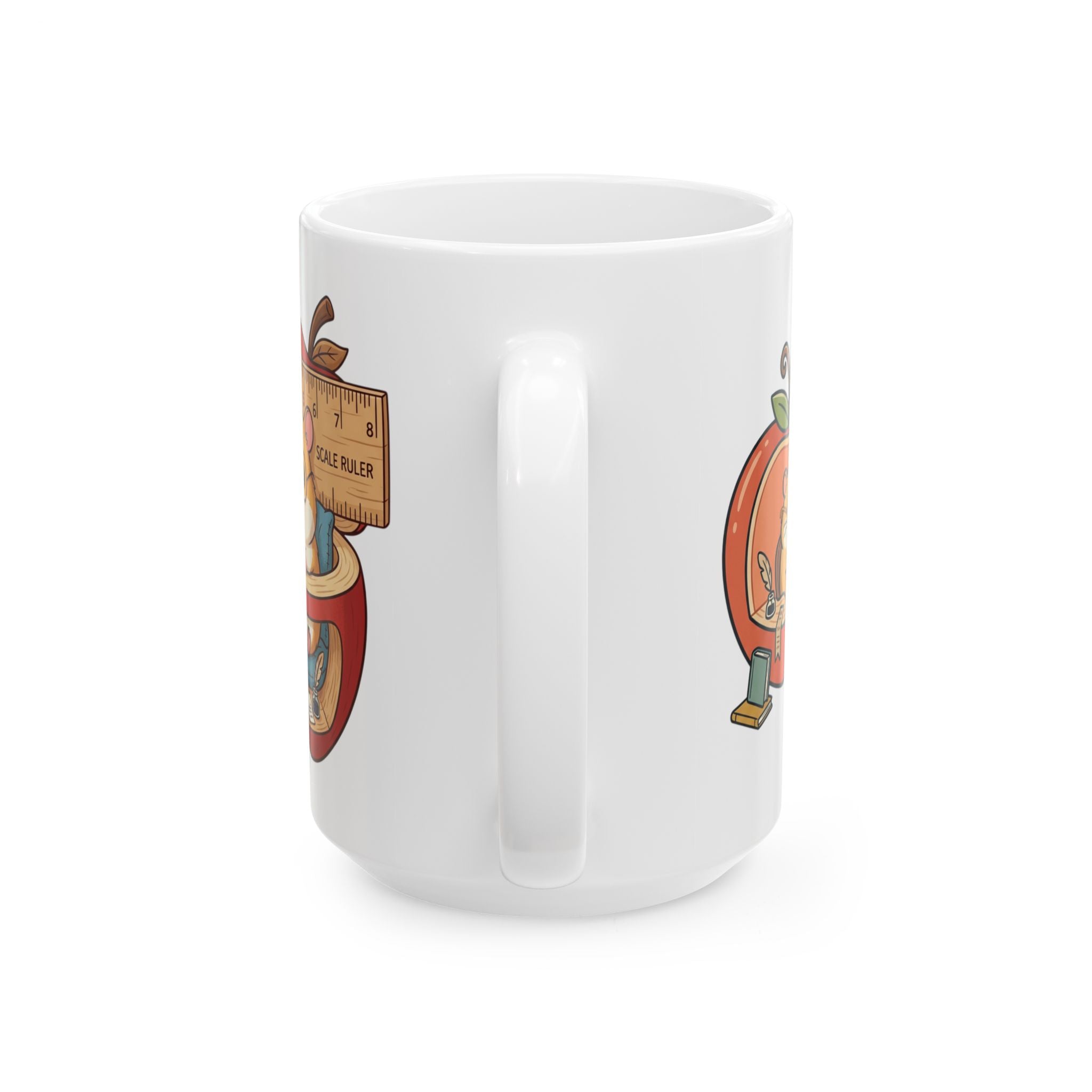 Teacher Apple Mug — "Small Steps, Big Grades" Ceramic Coffee Cup (Hamster Illustration)
