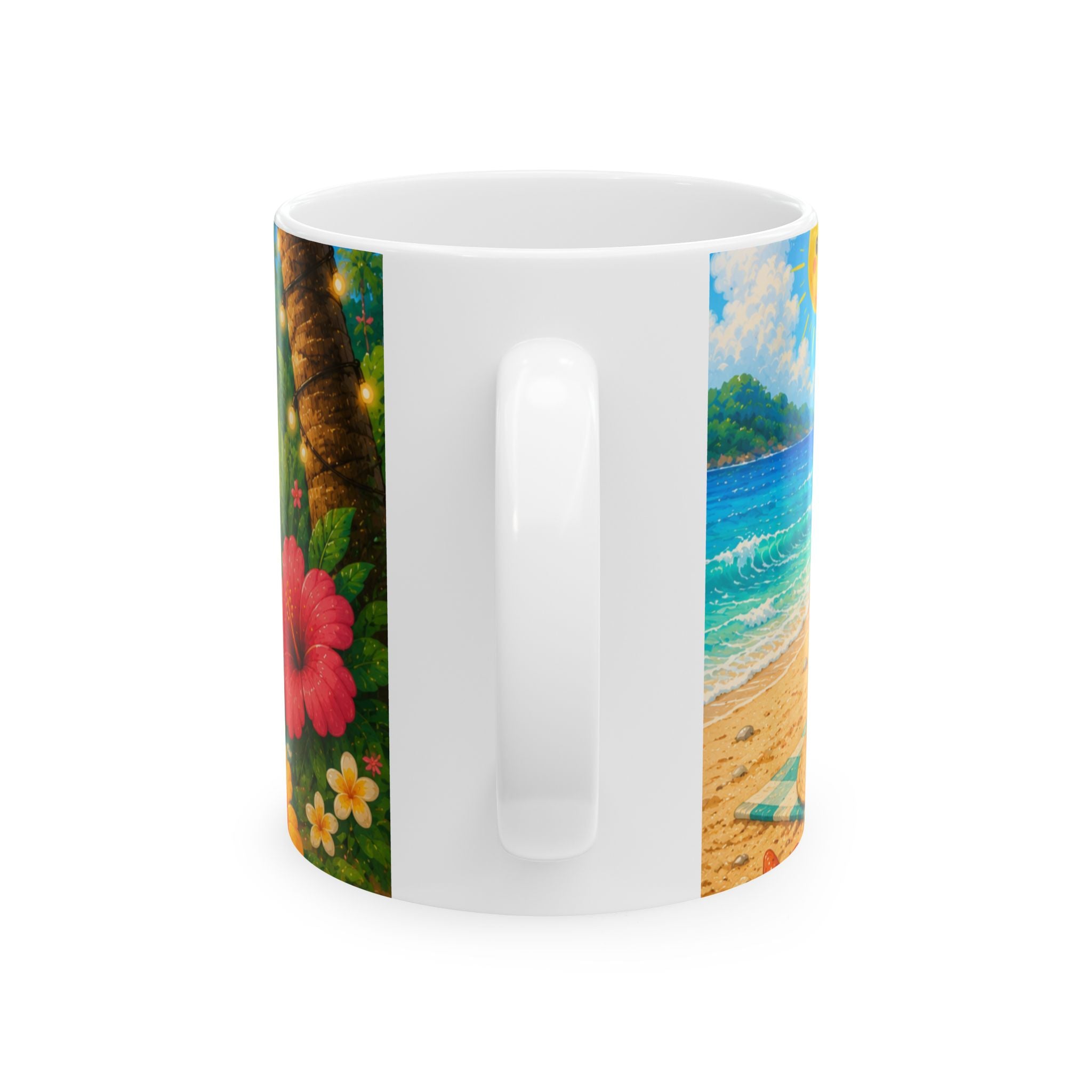 Beach Picnic Hedgehog Ceramic Mug – Cute Summer Vacation Coffee Cup (11oz)