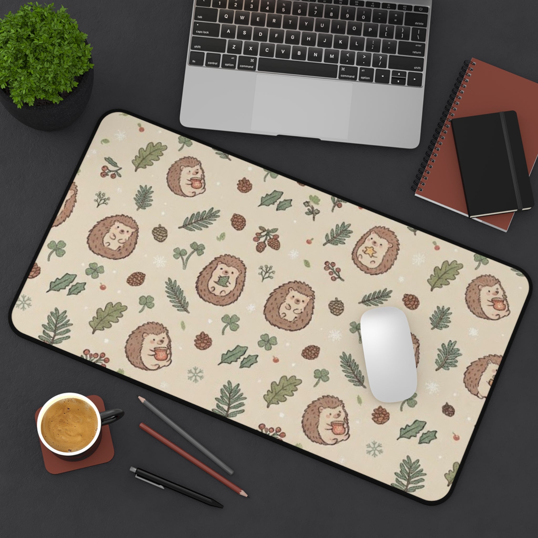 Cute Woodland Hedgehog Desk Mat