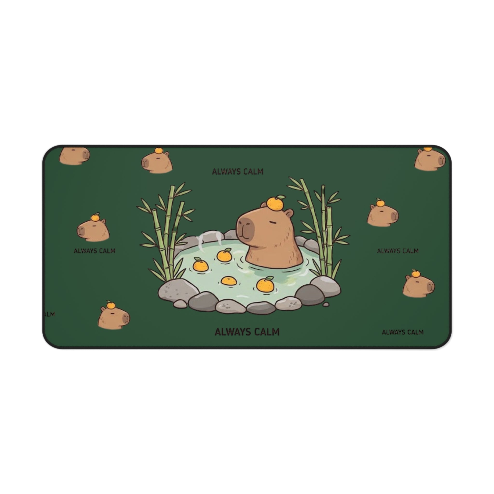 Cute Capybara 'Always Calm' Desk Mat