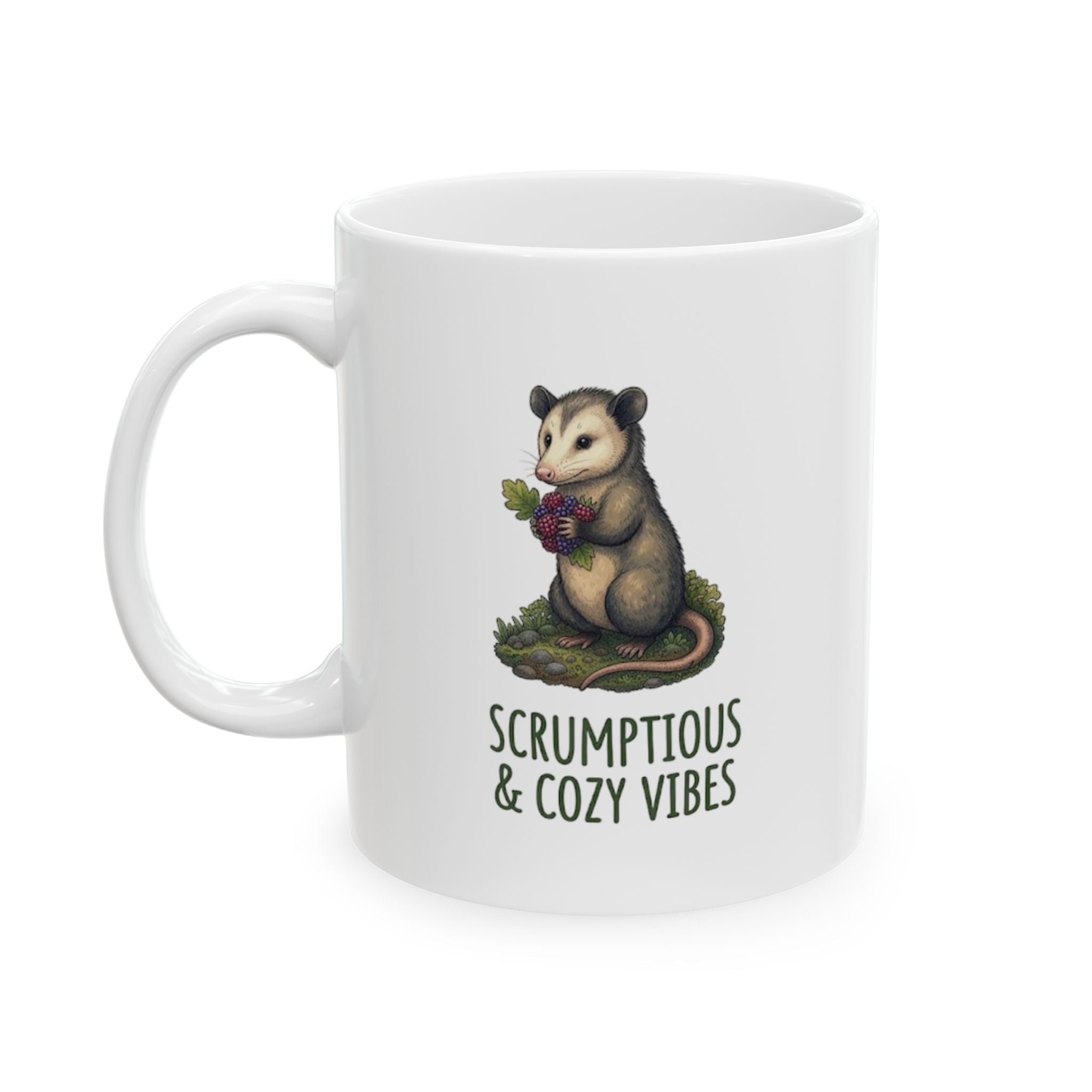"Scrumptious & Cozy Vibes" Possum Coffee Cup (11oz)