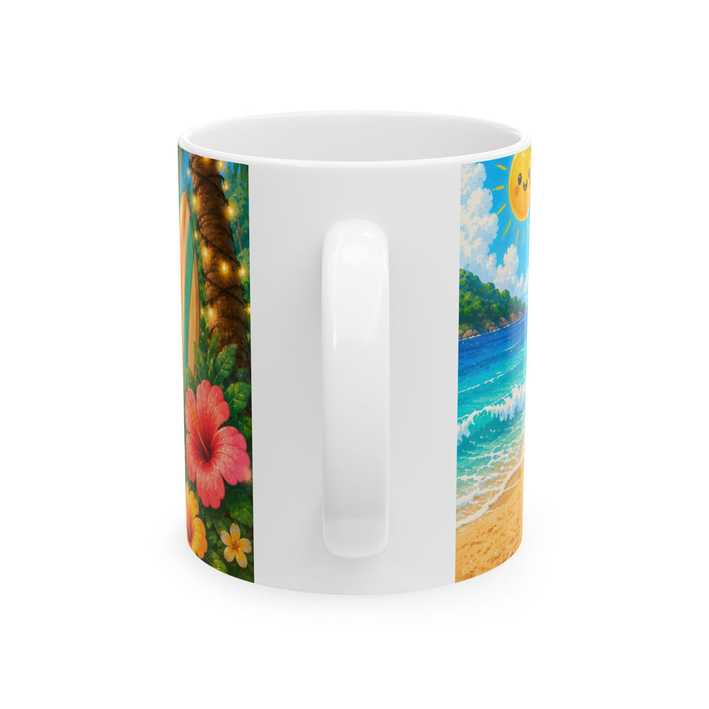Beach Bear Ceramic Mug — Cute Tropical Summer Drinkware (11oz)