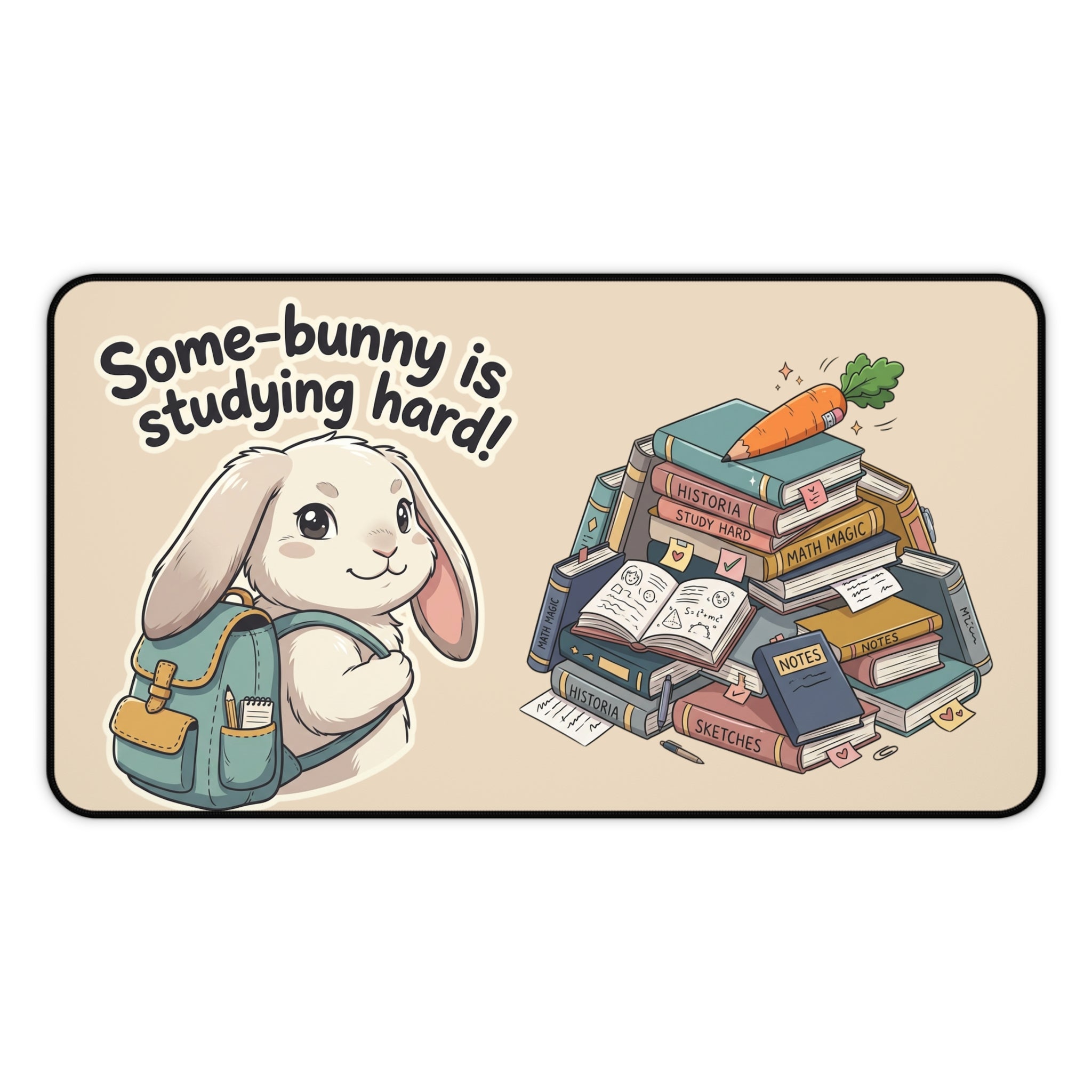 Some-bunny Is Studying Hard Desk Mat — Cute Bunny Study Mousepad for Students & Kids