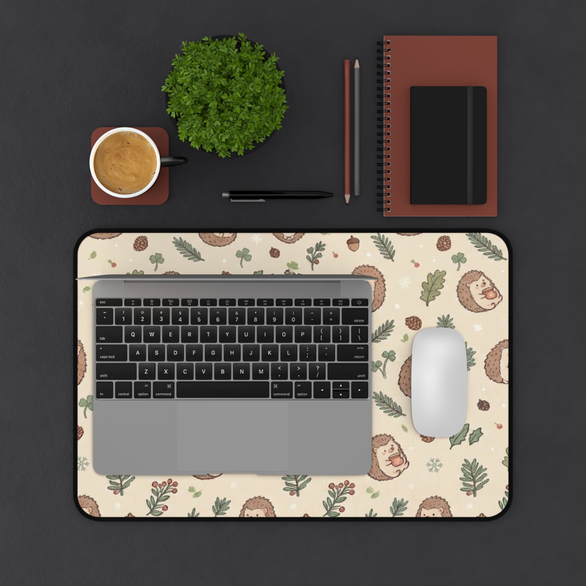 Cute Woodland Hedgehog Desk Mat