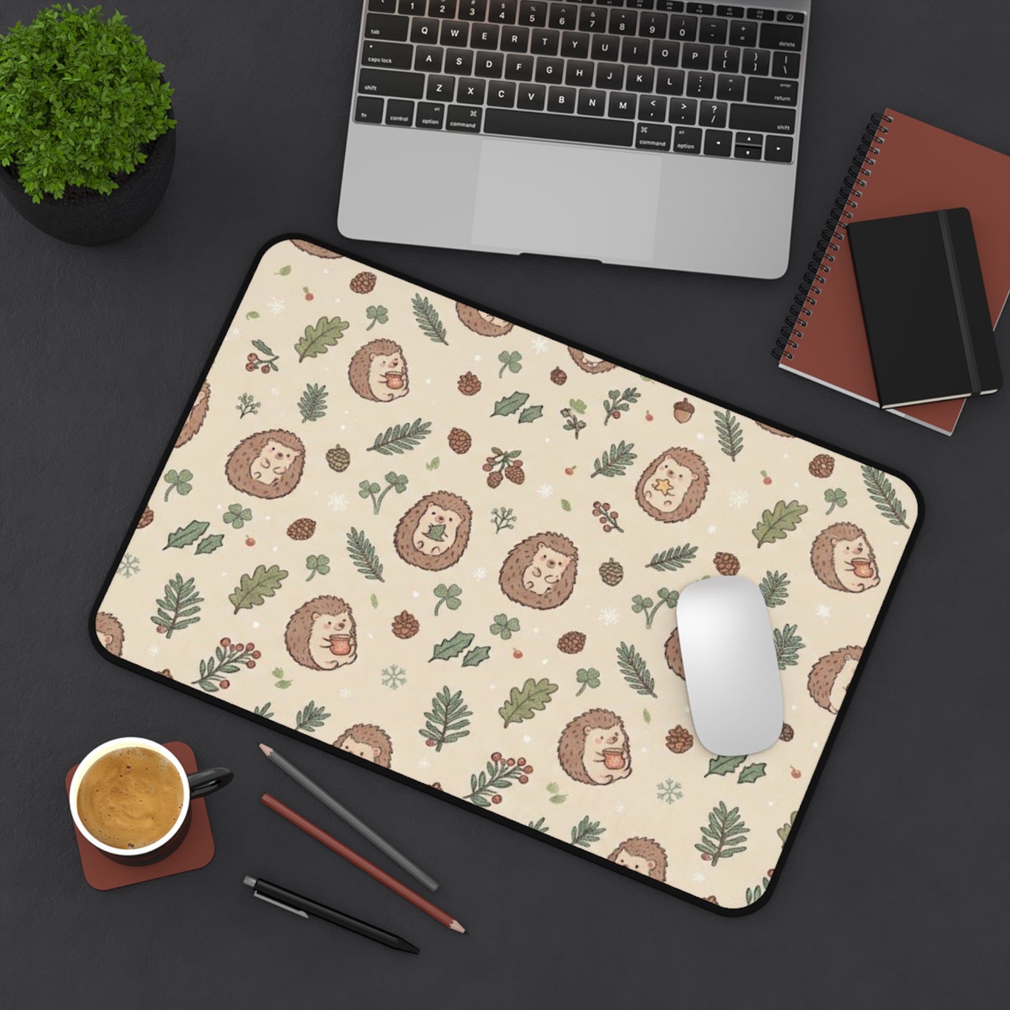 Cute Woodland Hedgehog Desk Mat