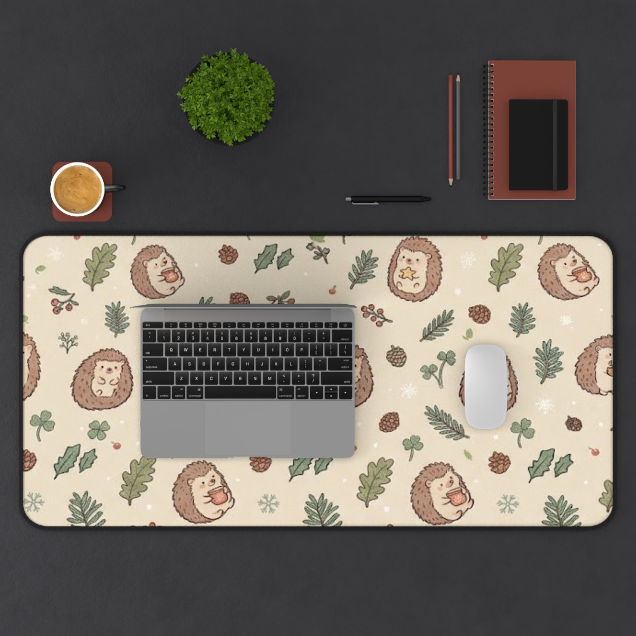 Cute Woodland Hedgehog Desk Mat