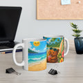 Beach Bear Ceramic Mug — Cute Tropical Summer Drinkware (11oz)