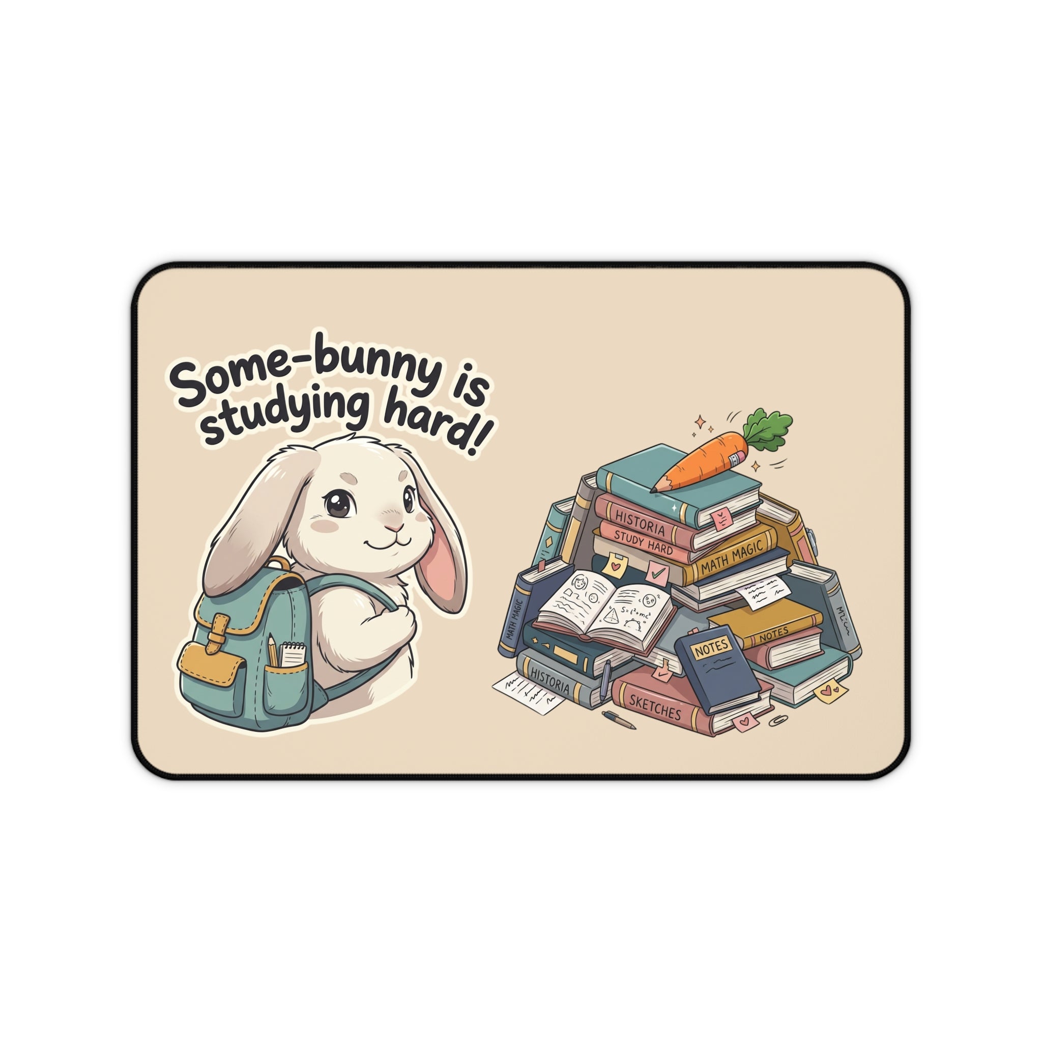 Some-bunny Is Studying Hard Desk Mat — Cute Bunny Study Mousepad for Students & Kids