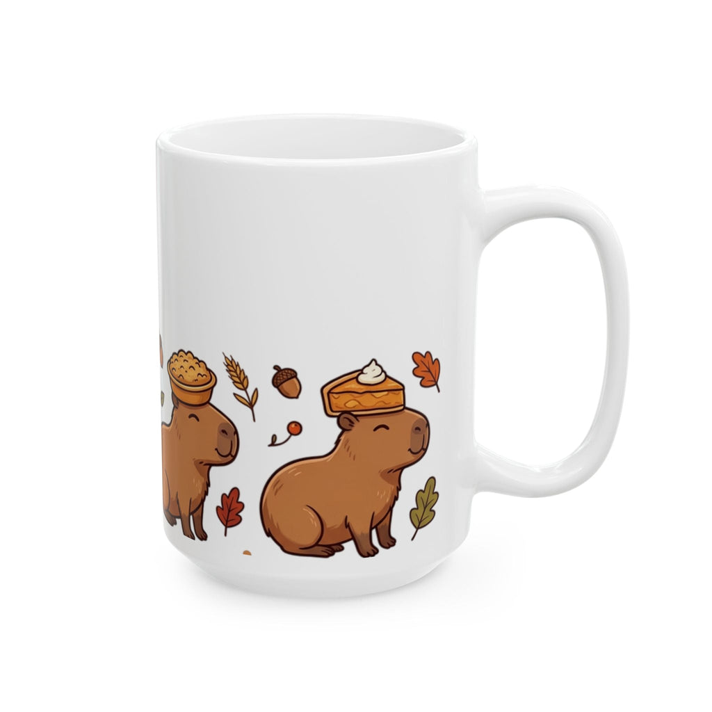Autumn Capybara Ceramic Mug, Cute Fall Animals Coffee Cup (11oz 15oz) - Mug