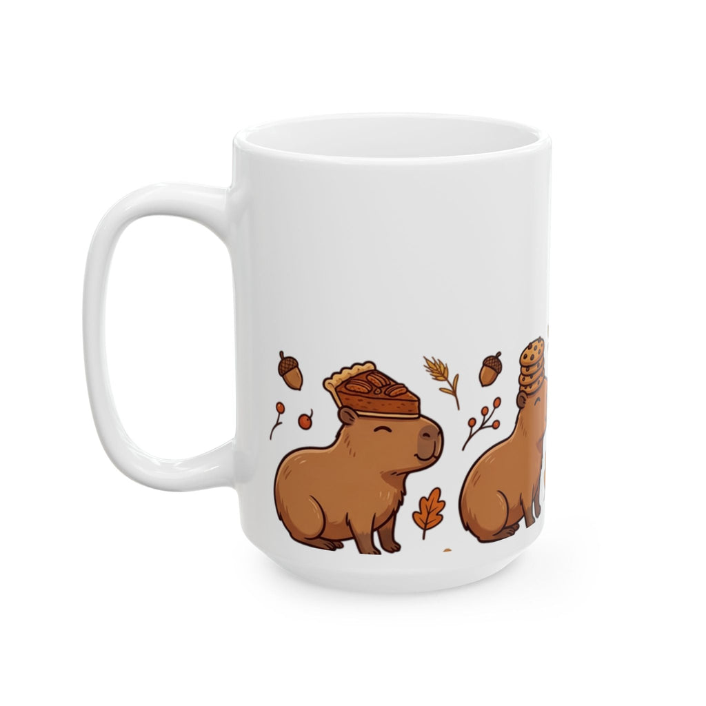 Autumn Capybara Ceramic Mug, Cute Fall Animals Coffee Cup (11oz 15oz) - Mug