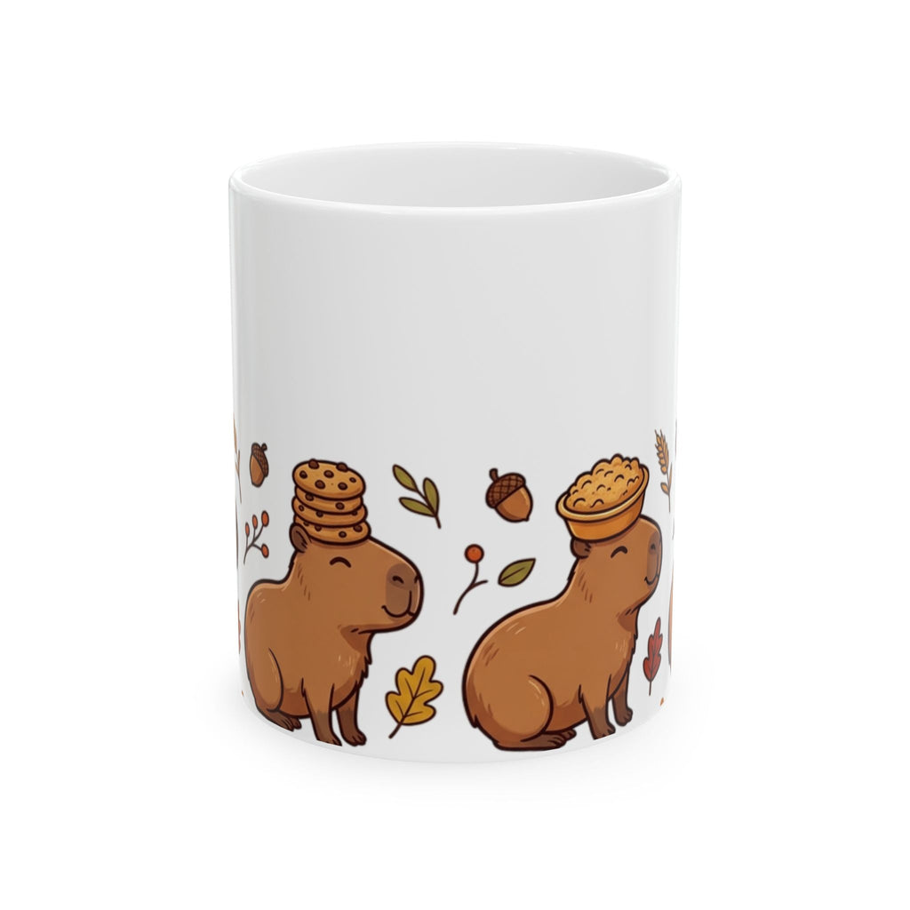 Autumn Capybara Ceramic Mug, Cute Fall Animals Coffee Cup (11oz 15oz) - Mug