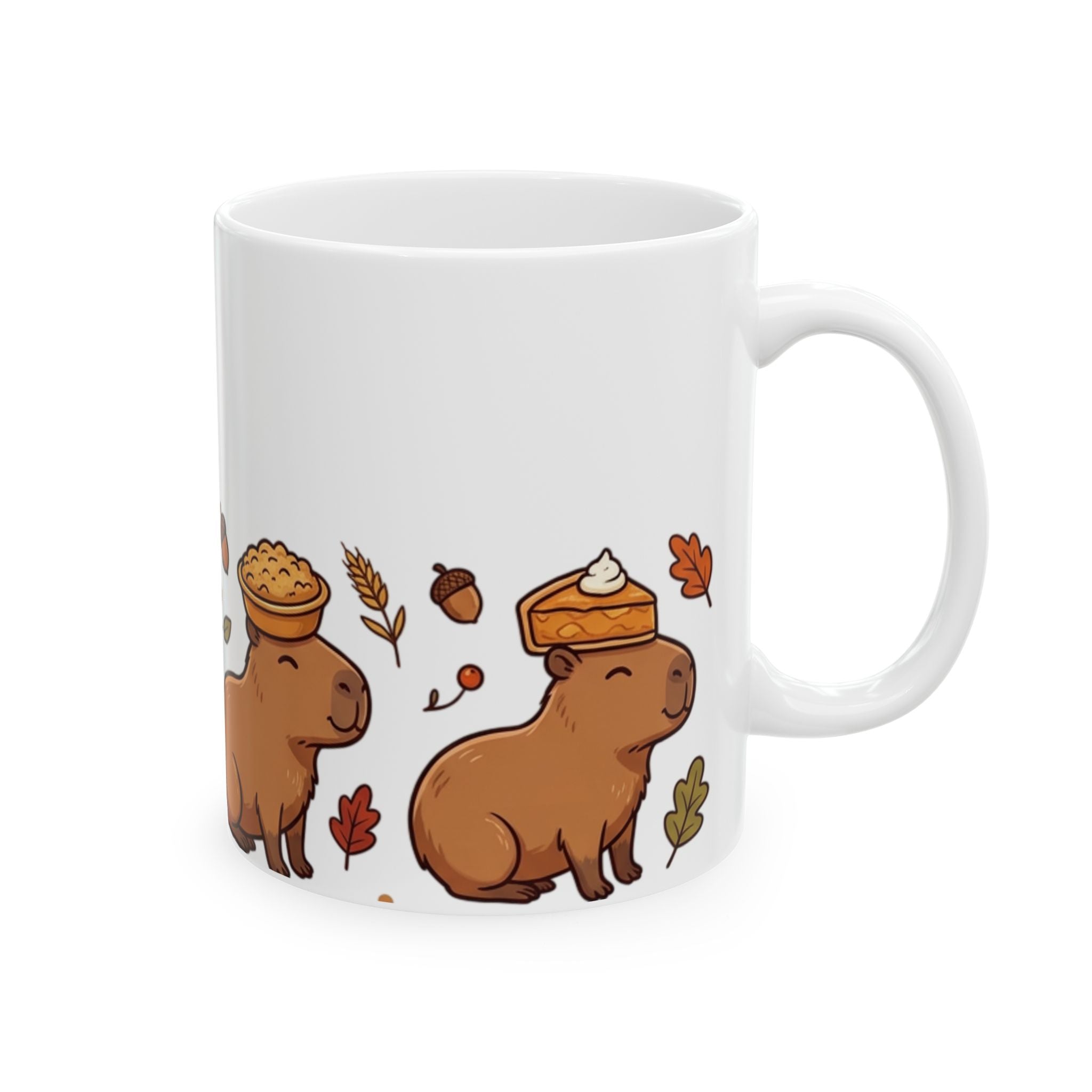 Autumn Capybara Ceramic Mug, Cute Fall Animals Coffee Cup (11oz 15oz) - Mug