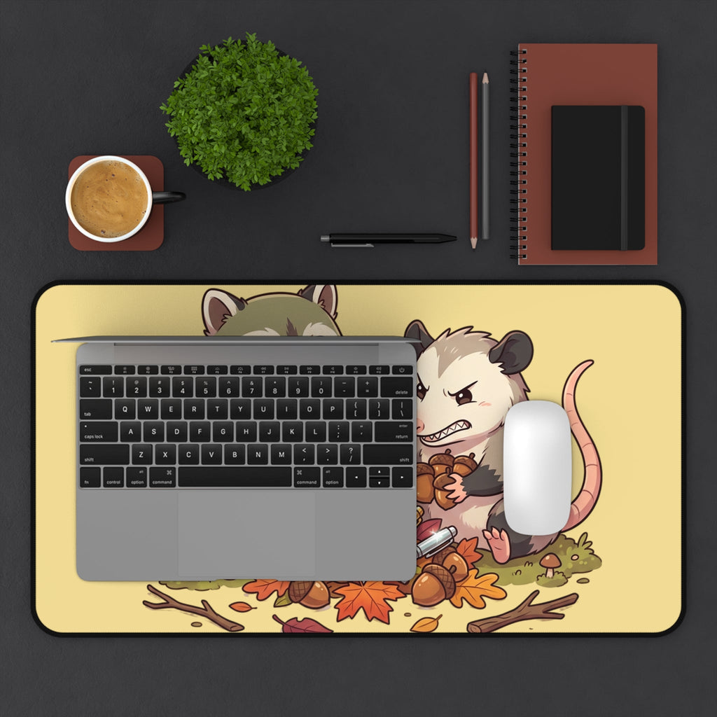 Autumn Friends Desk Mat – Cute Raccoon & Opossum Fall Mousepad - Home Decor