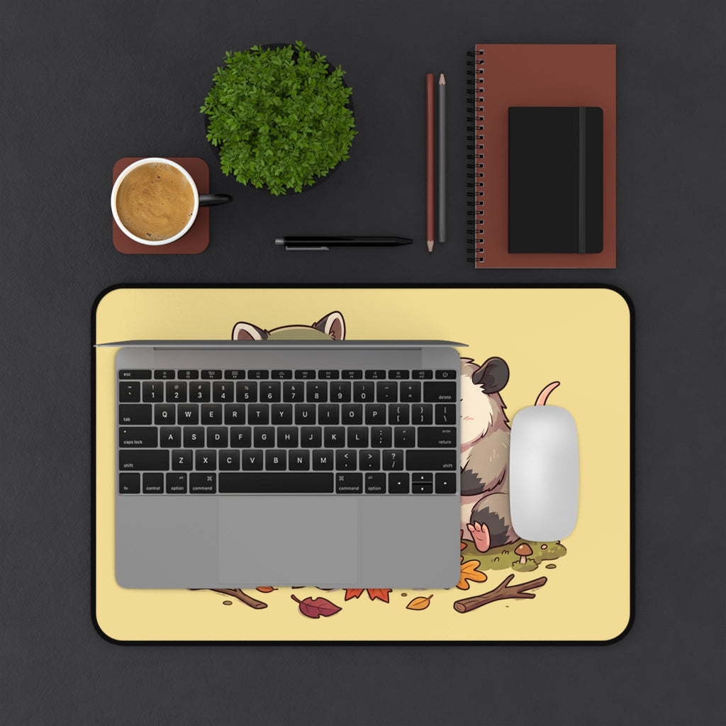 Autumn Friends Desk Mat – Cute Raccoon & Opossum Fall Mousepad - Home Decor