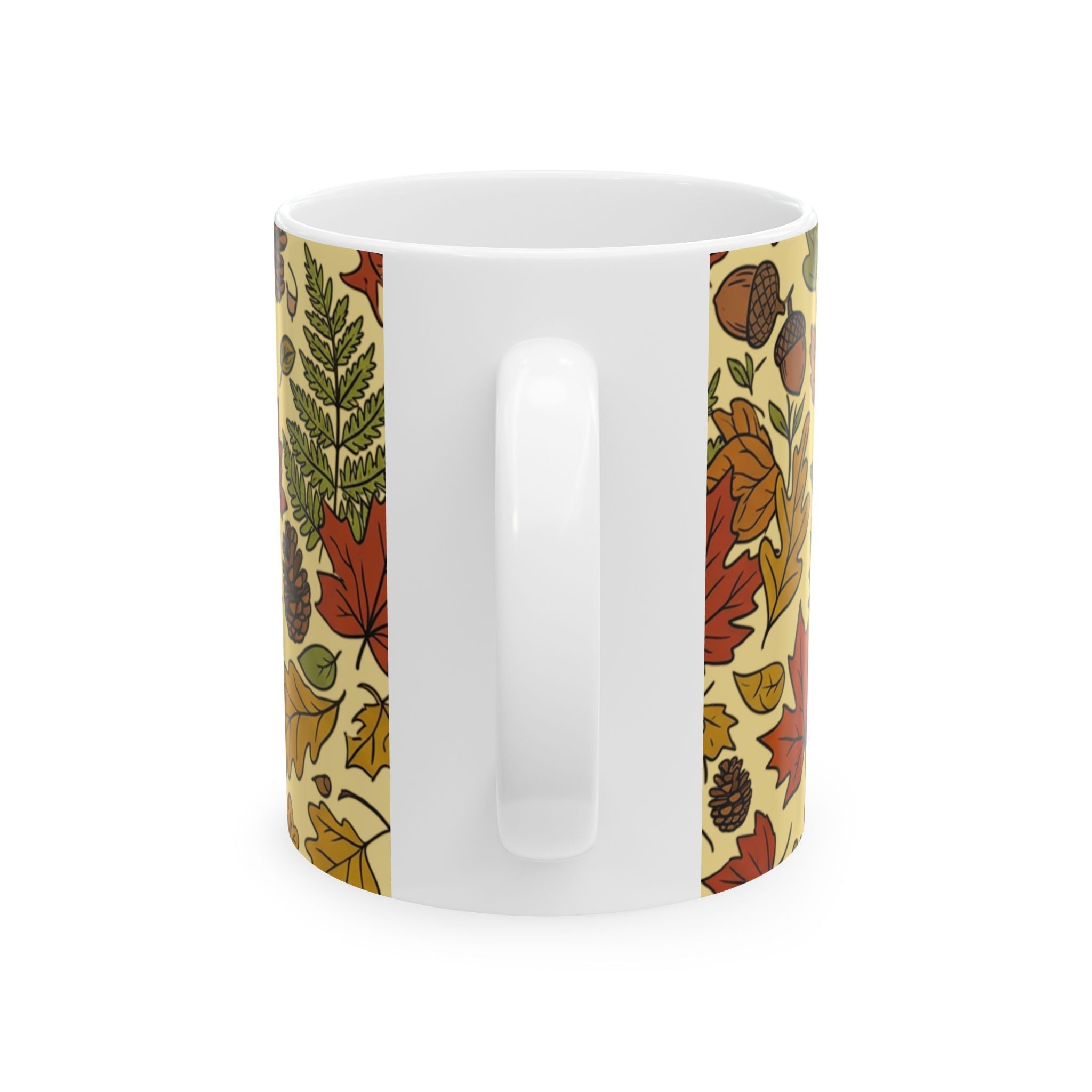 Autumn Hedgehog Ceramic Mug, Cute Fall Leaves & Acorns Coffee Cup (11oz/15oz) - Mug