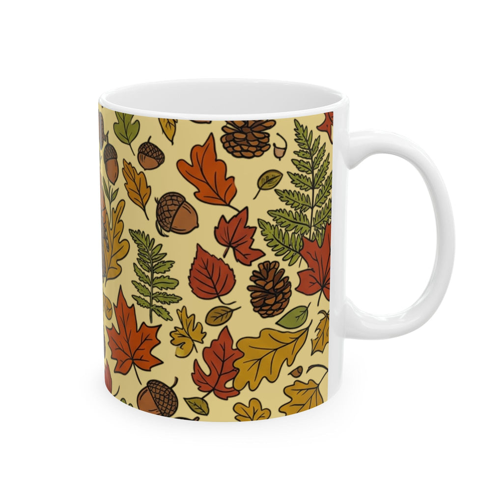 Autumn Hedgehog Ceramic Mug, Cute Fall Leaves & Acorns Coffee Cup (11oz/15oz) - Mug