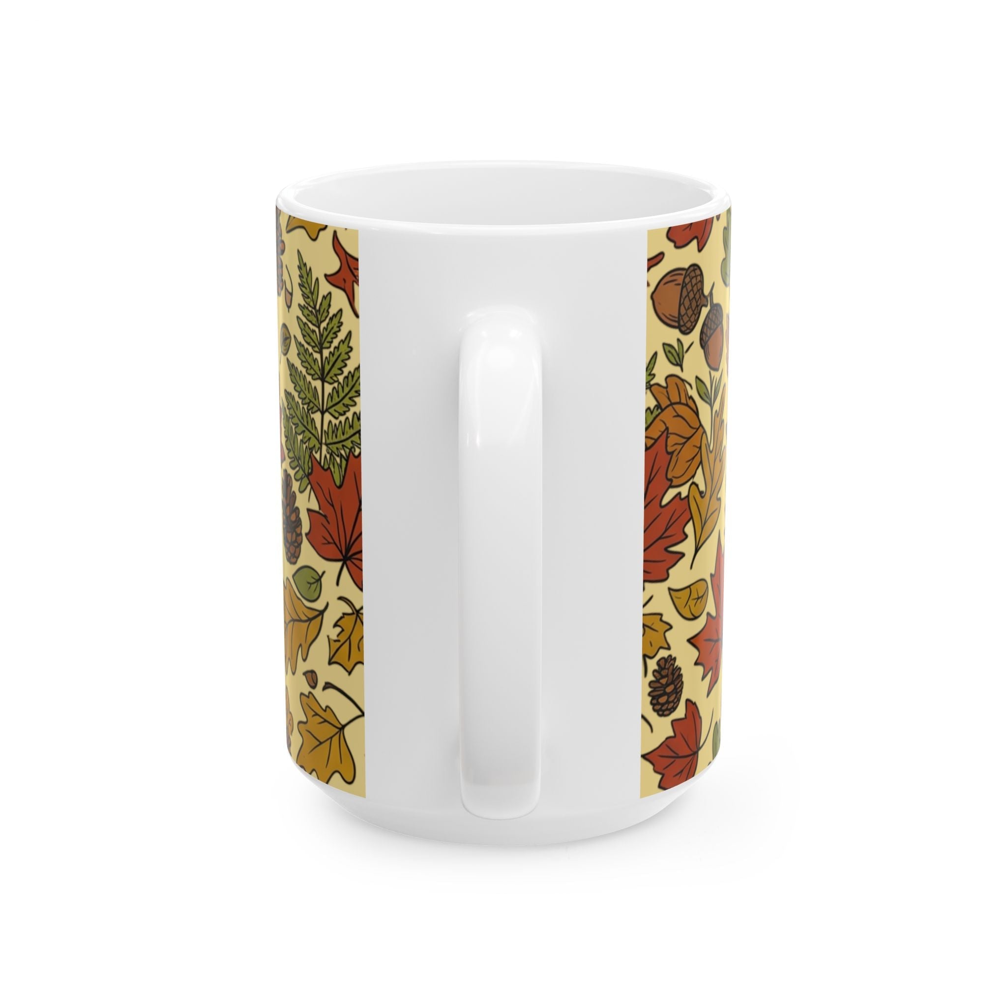 Autumn Hedgehog Ceramic Mug, Cute Fall Leaves & Acorns Coffee Cup (11oz/15oz) - Mug