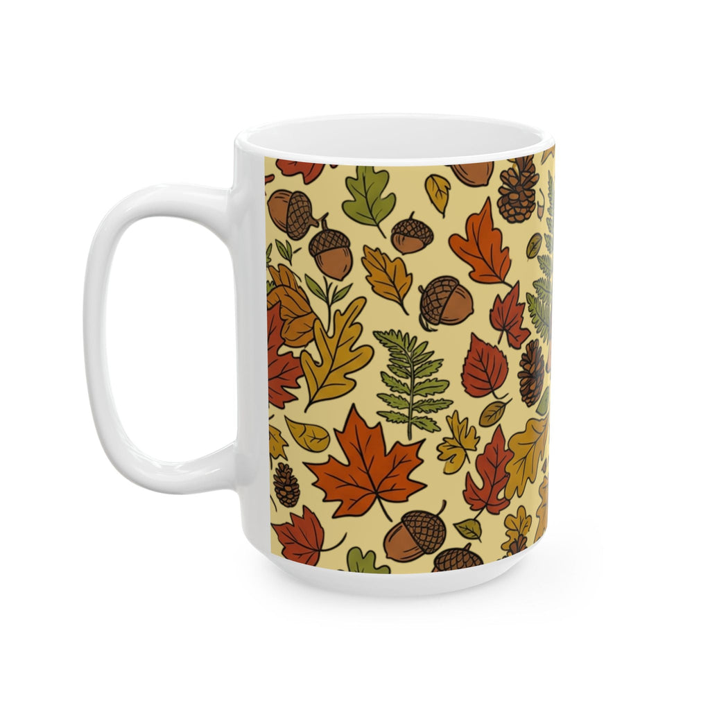 Autumn Hedgehog Ceramic Mug, Cute Fall Leaves & Acorns Coffee Cup (11oz/15oz) - Mug