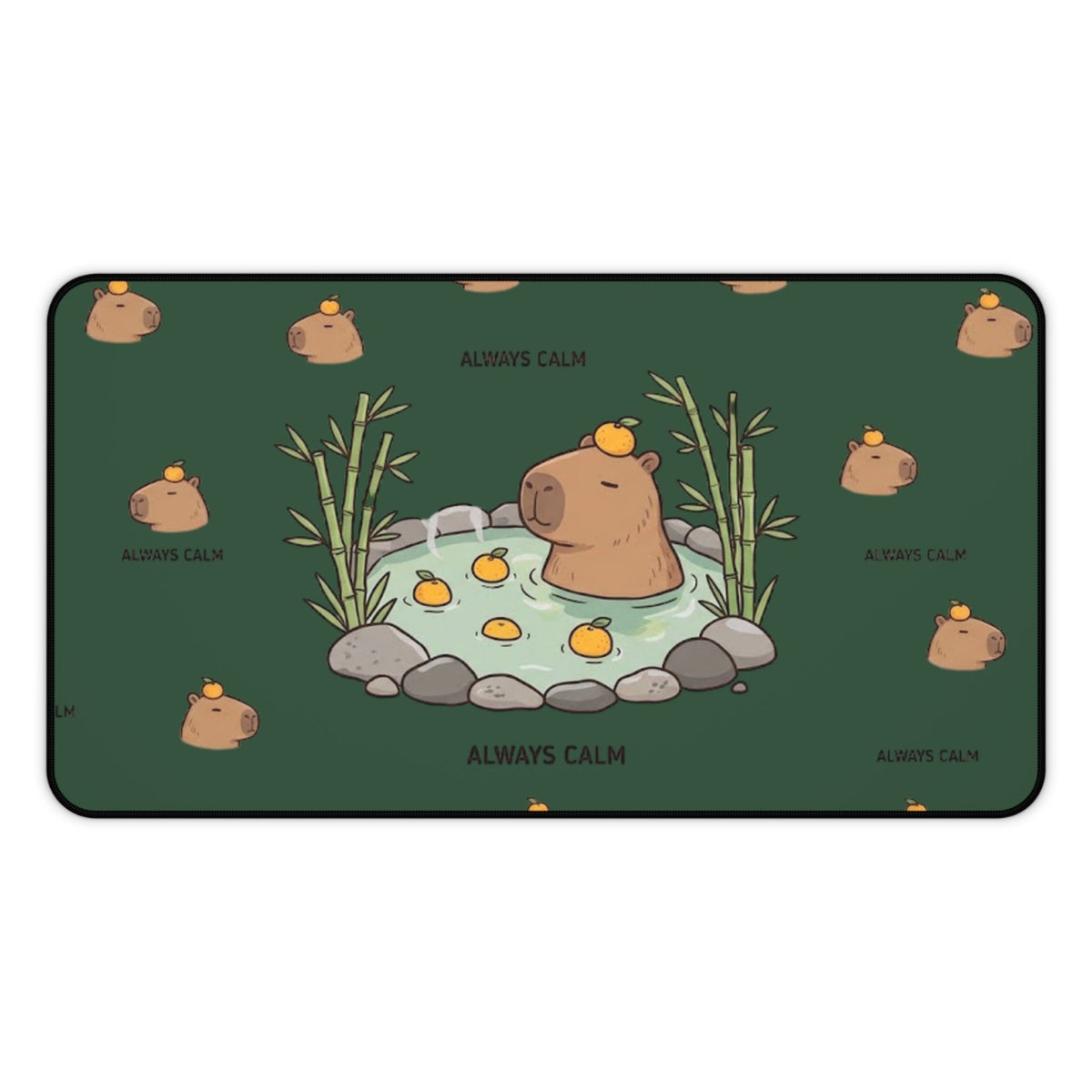 Cute Capybara ’Always Calm’ Desk Mat - 12’’ × 22’’ - Home Decor