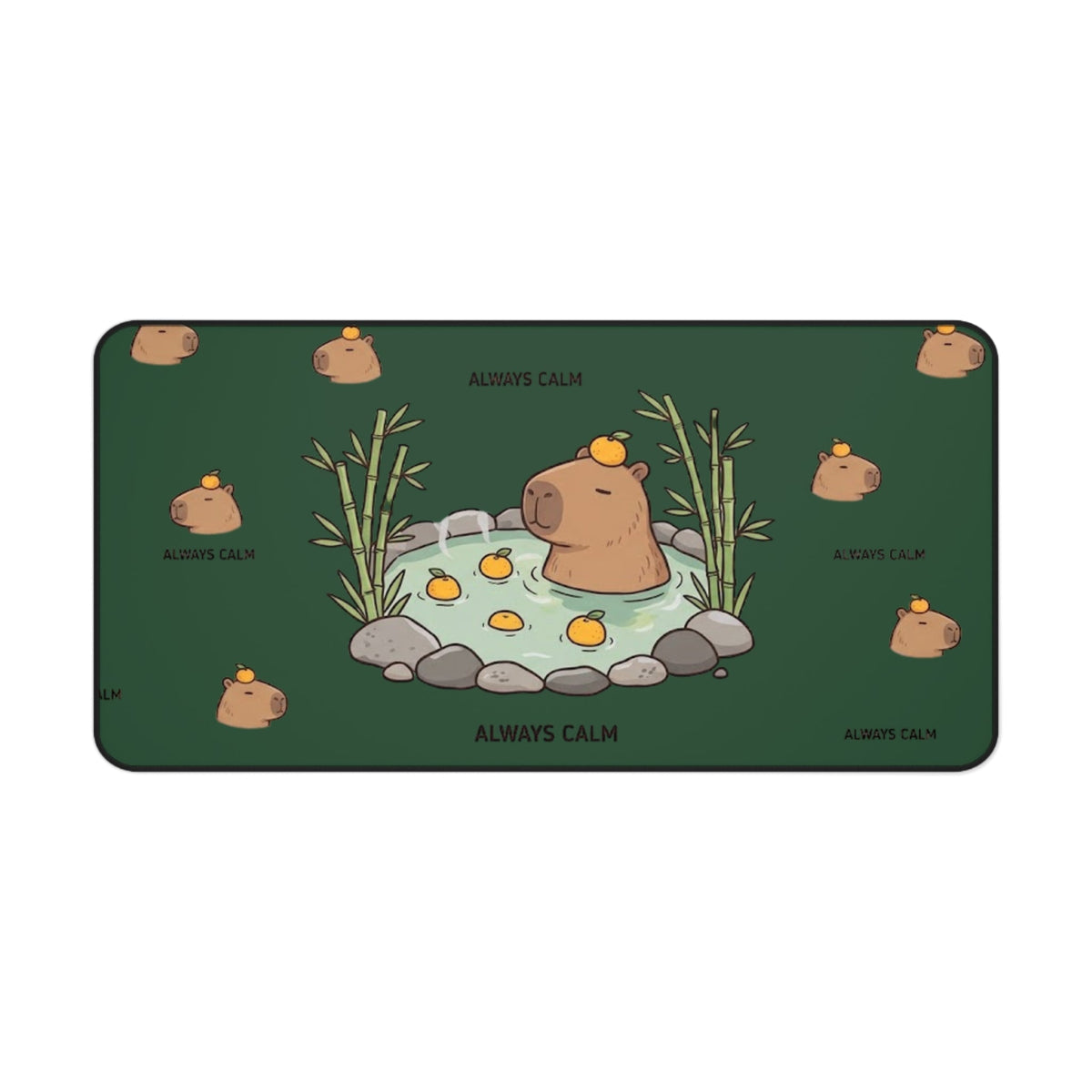 Cute Capybara ’Always Calm’ Desk Mat - 16’’ × 32’’ - Home Decor