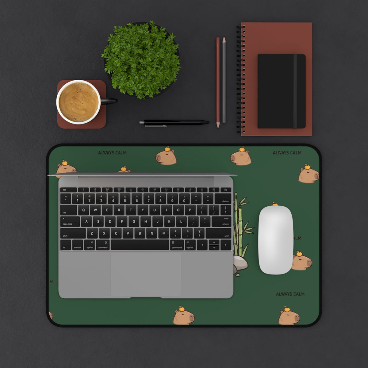 Cute Capybara ’Always Calm’ Desk Mat - Home Decor