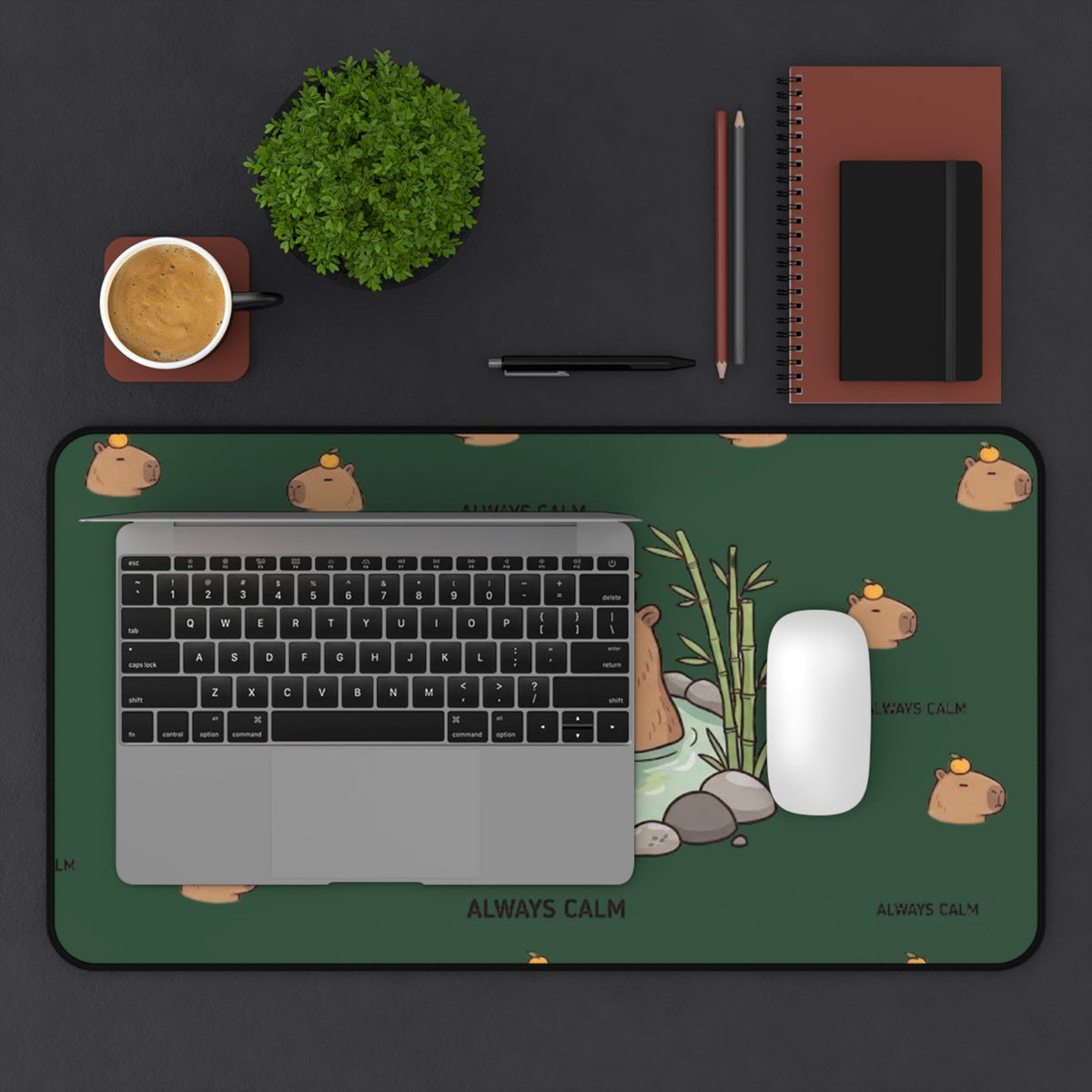 Cute Capybara ’Always Calm’ Desk Mat - Home Decor