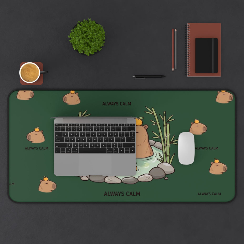 Cute Capybara ’Always Calm’ Desk Mat - Home Decor