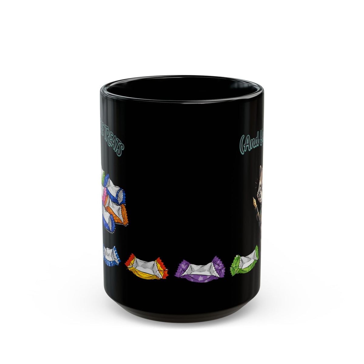 Cute Raccoon ’(And Your Pens)’ Coffee Tea Cup with Candy Border - 15oz - Mug
