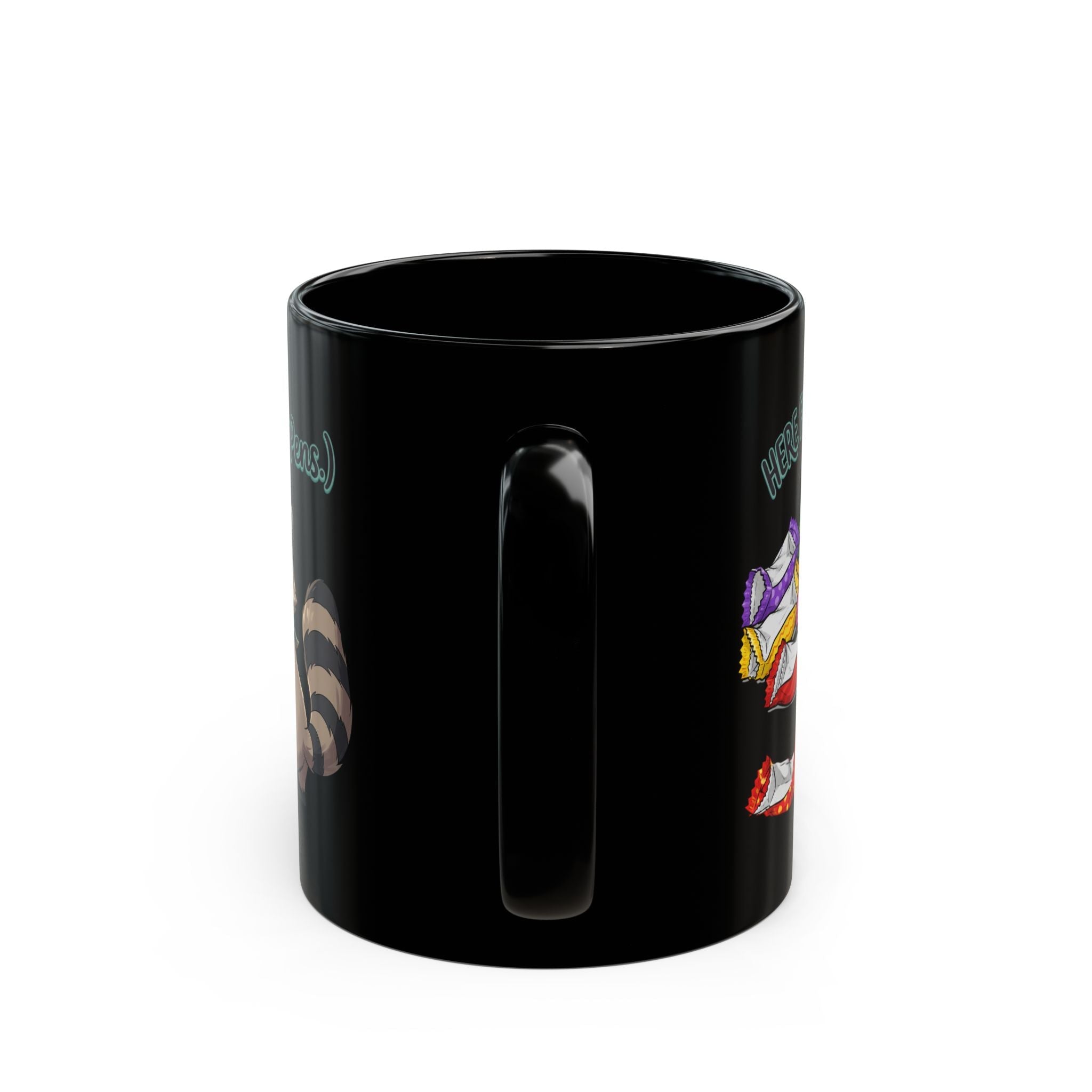 Cute Raccoon ’(And Your Pens)’ Coffee Tea Cup with Candy Border - Mug
