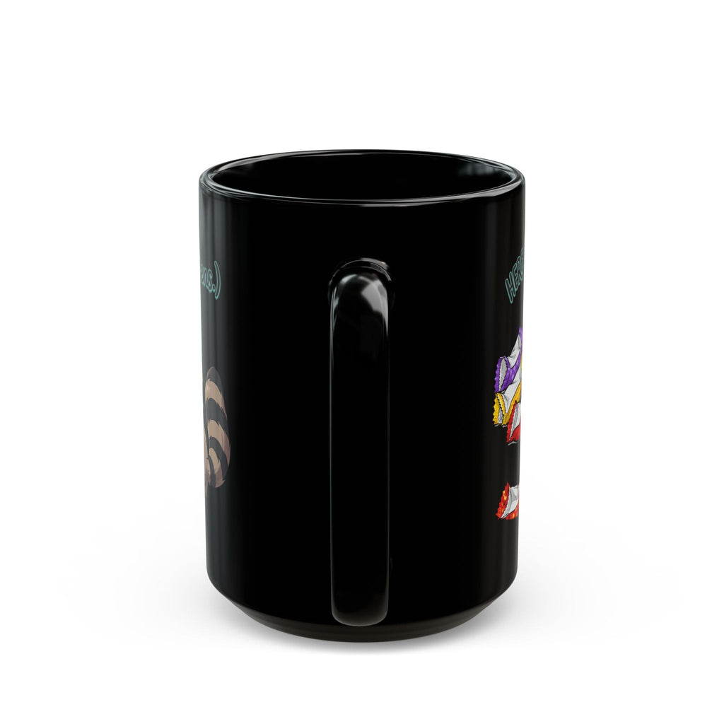 Cute Raccoon ’(And Your Pens)’ Coffee Tea Cup with Candy Border - Mug