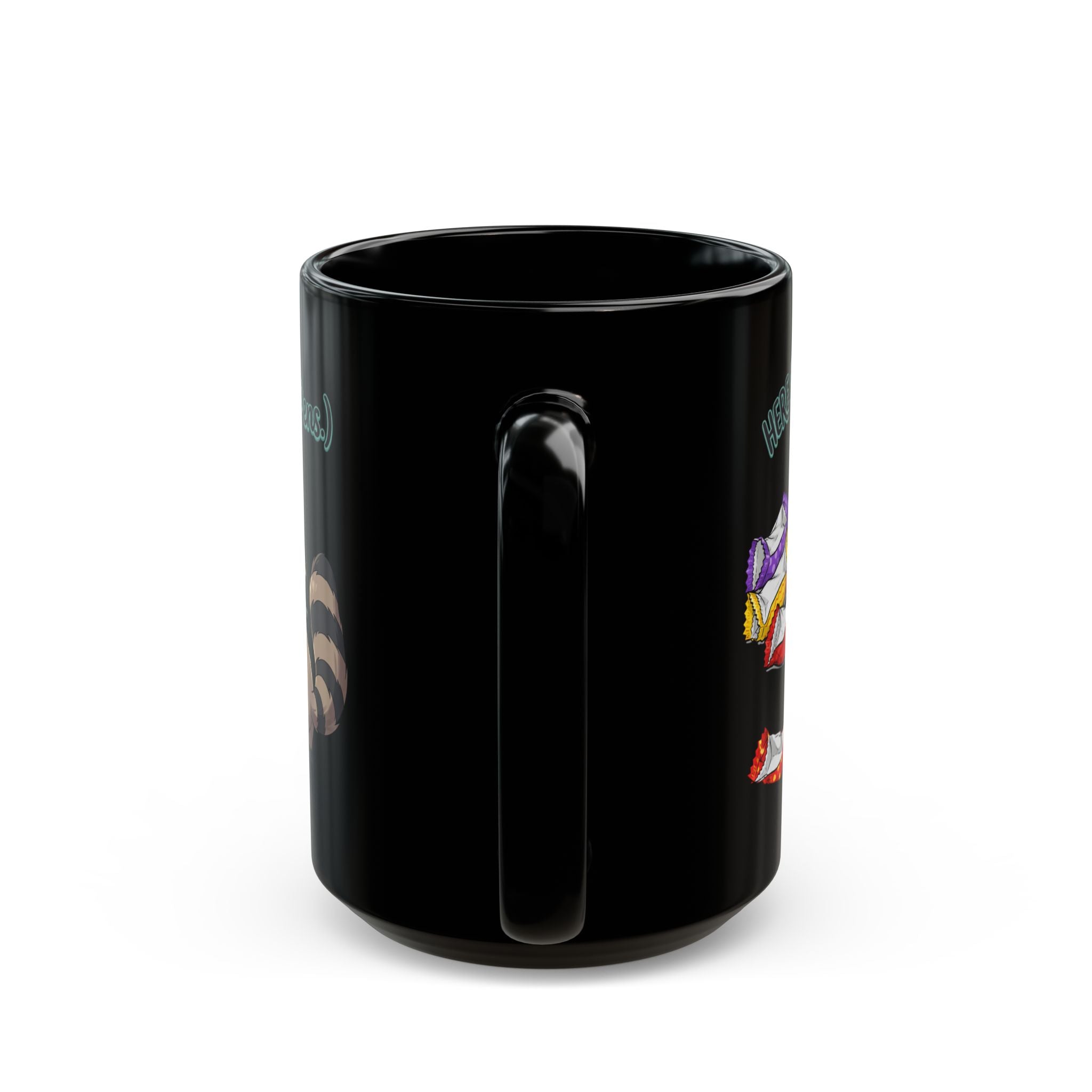 Cute Raccoon ’(And Your Pens)’ Coffee Tea Cup with Candy Border - Mug