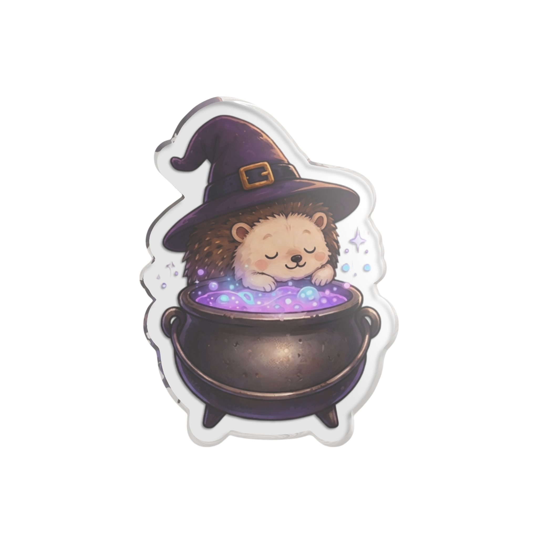 Cute Witch Hedgehog Acrylic Statue - 5’’ x 5’’ / Transparent - Home Decor