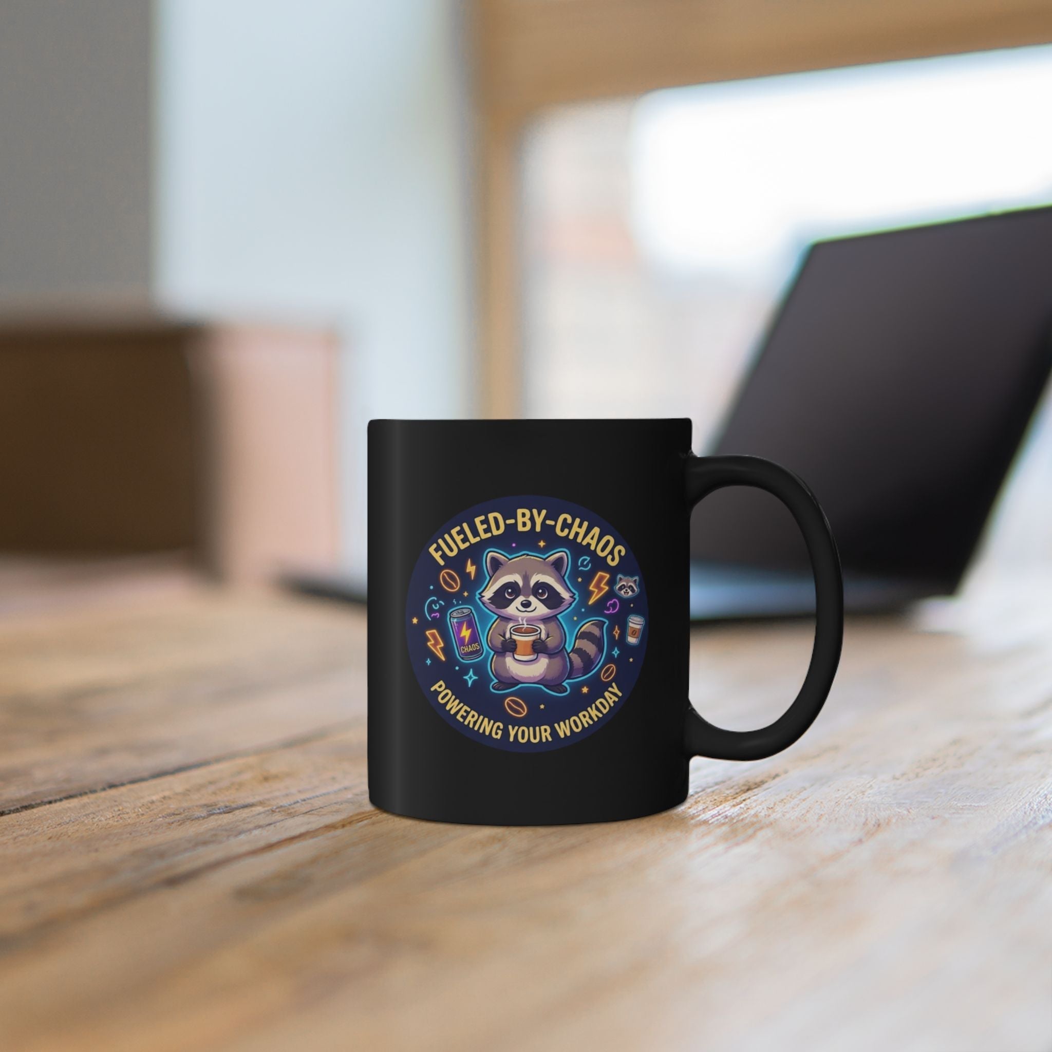 Fueled-by-Chaos Raccoon Coffee Mug (11oz) - 11oz - Mug