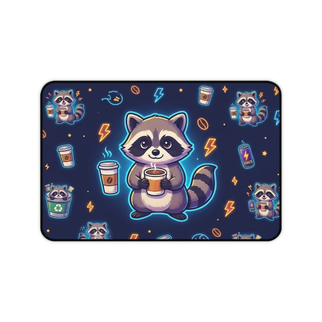 Fueled By Chaos Raccoon Desk Accessories Bundle – 4-Piece Office Set with Desk Mat Coffee Mug & 2 Acrylic Statues