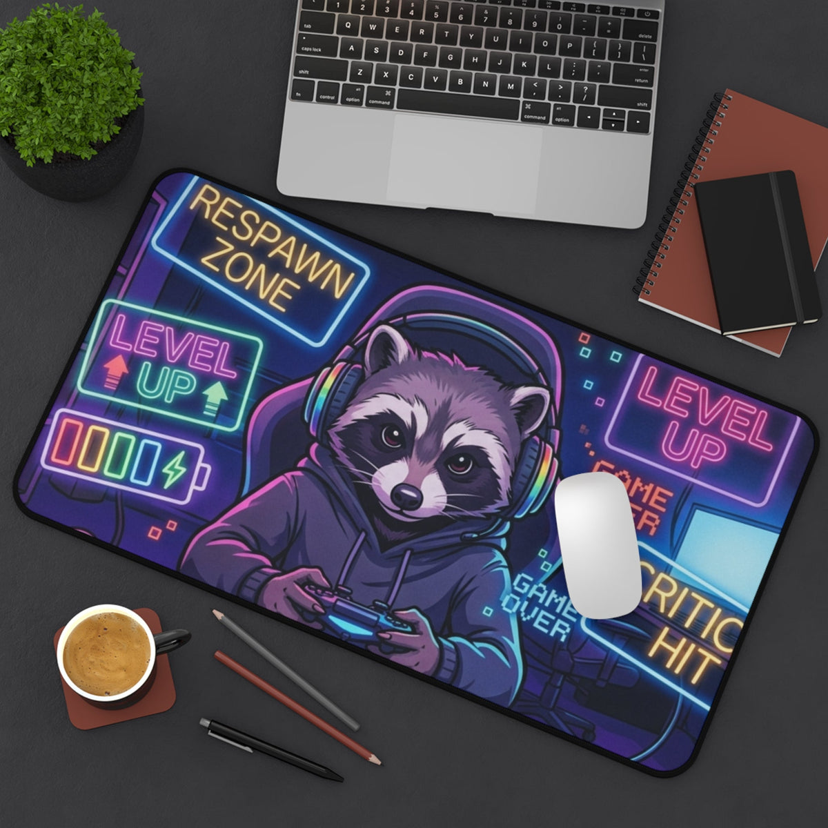 Gaming Raccoon Desk Mat - Home Decor