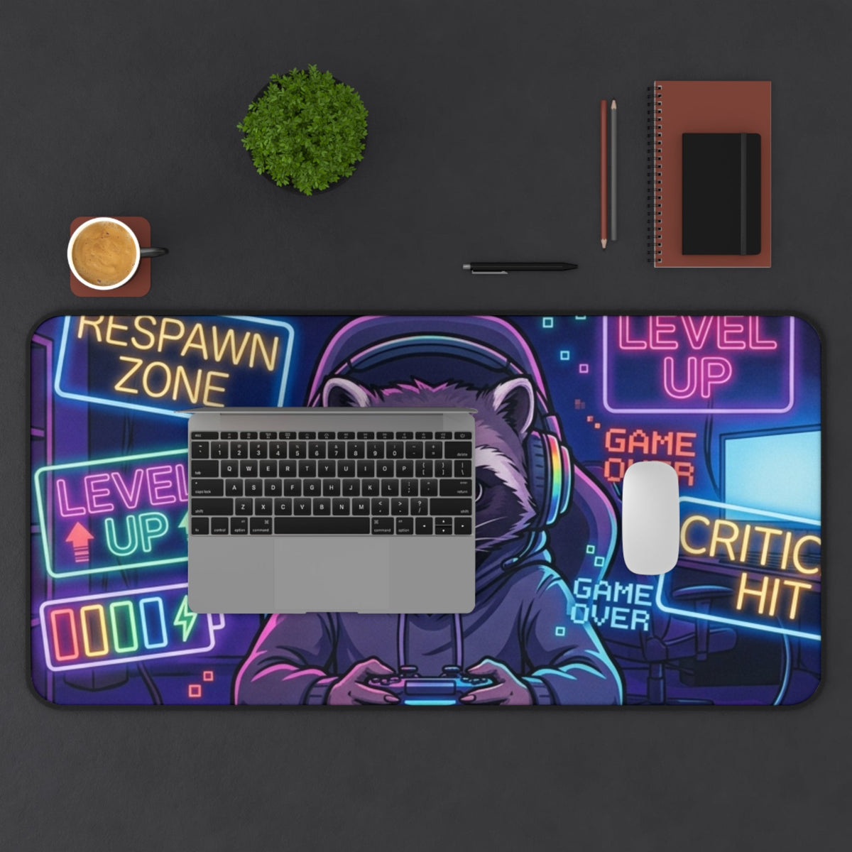 Gaming Raccoon Desk Mat - Home Decor