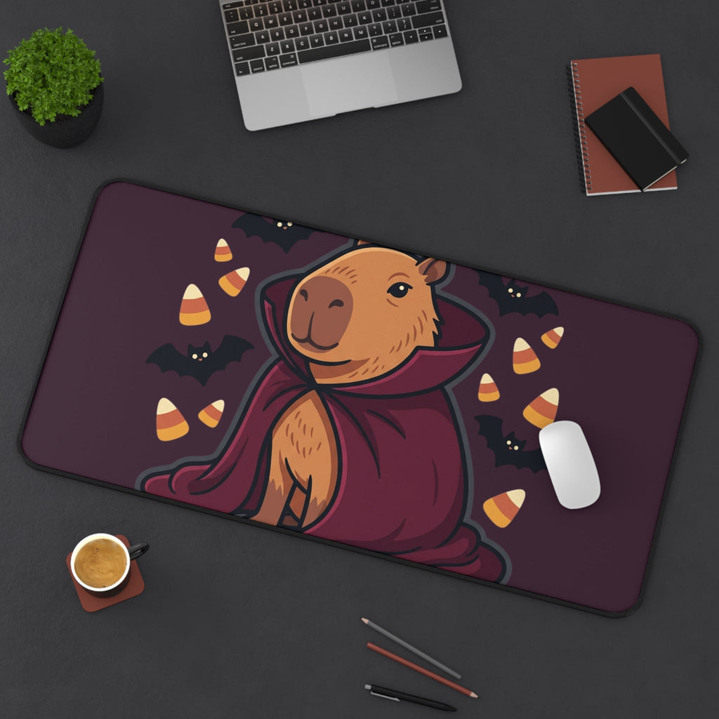 Halloween Capybara Vampire Desk Mat – Cute Spooky Candy Corn & Bats Mouse Pad - Home Decor