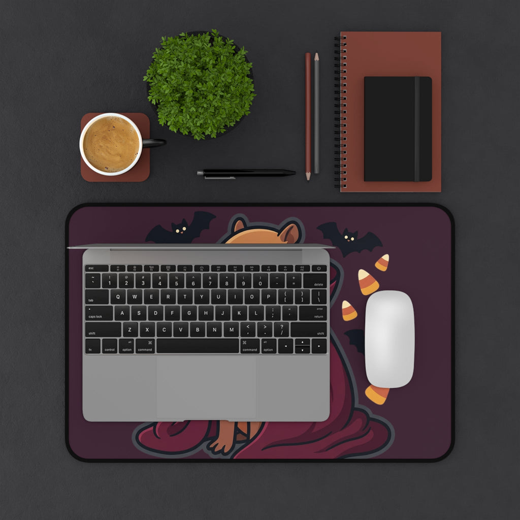 Halloween Capybara Vampire Desk Mat – Cute Spooky Candy Corn & Bats Mouse Pad - Home Decor