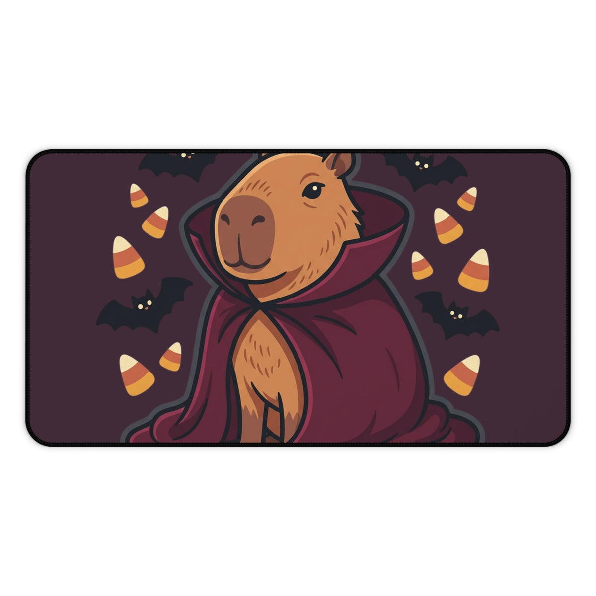 Halloween Capybara Vampire Desk Mat – Cute Spooky Candy Corn & Bats Mouse Pad - 12’’ × 22’’ - Home Decor