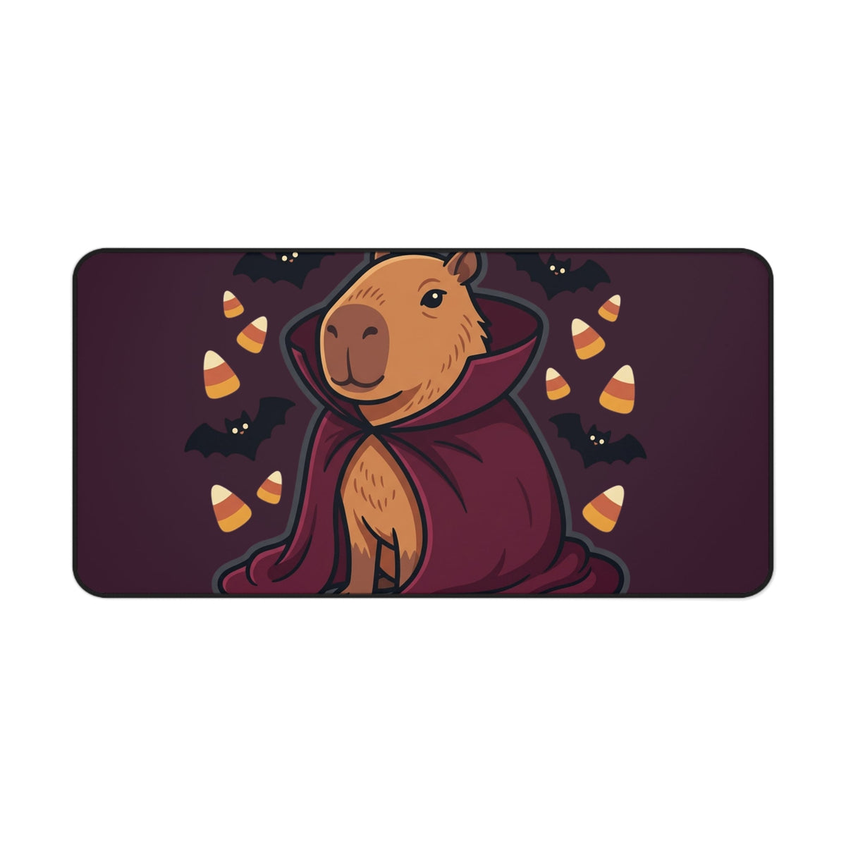 Halloween Capybara Vampire Desk Mat – Cute Spooky Candy Corn & Bats Mouse Pad - 16’’ × 32’’ - Home Decor