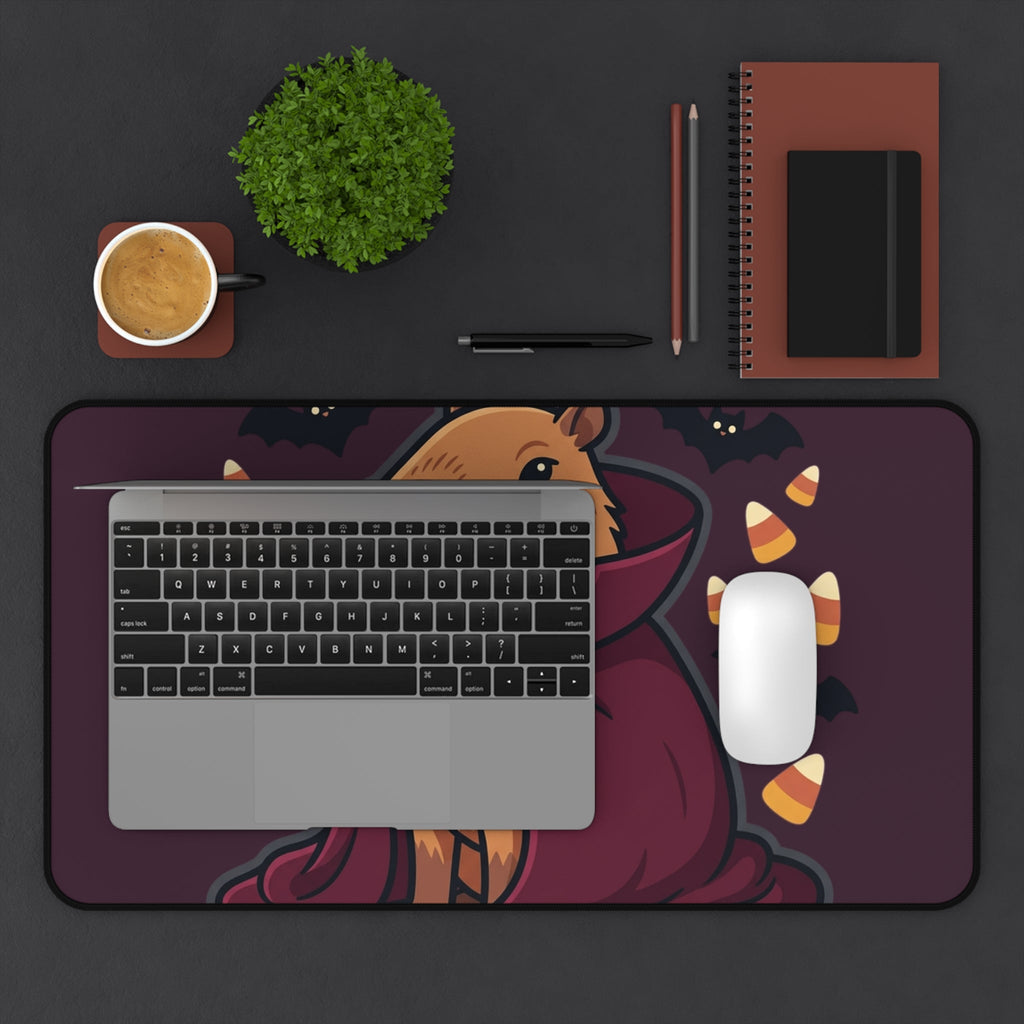 Halloween Capybara Vampire Desk Mat – Cute Spooky Candy Corn & Bats Mouse Pad - Home Decor