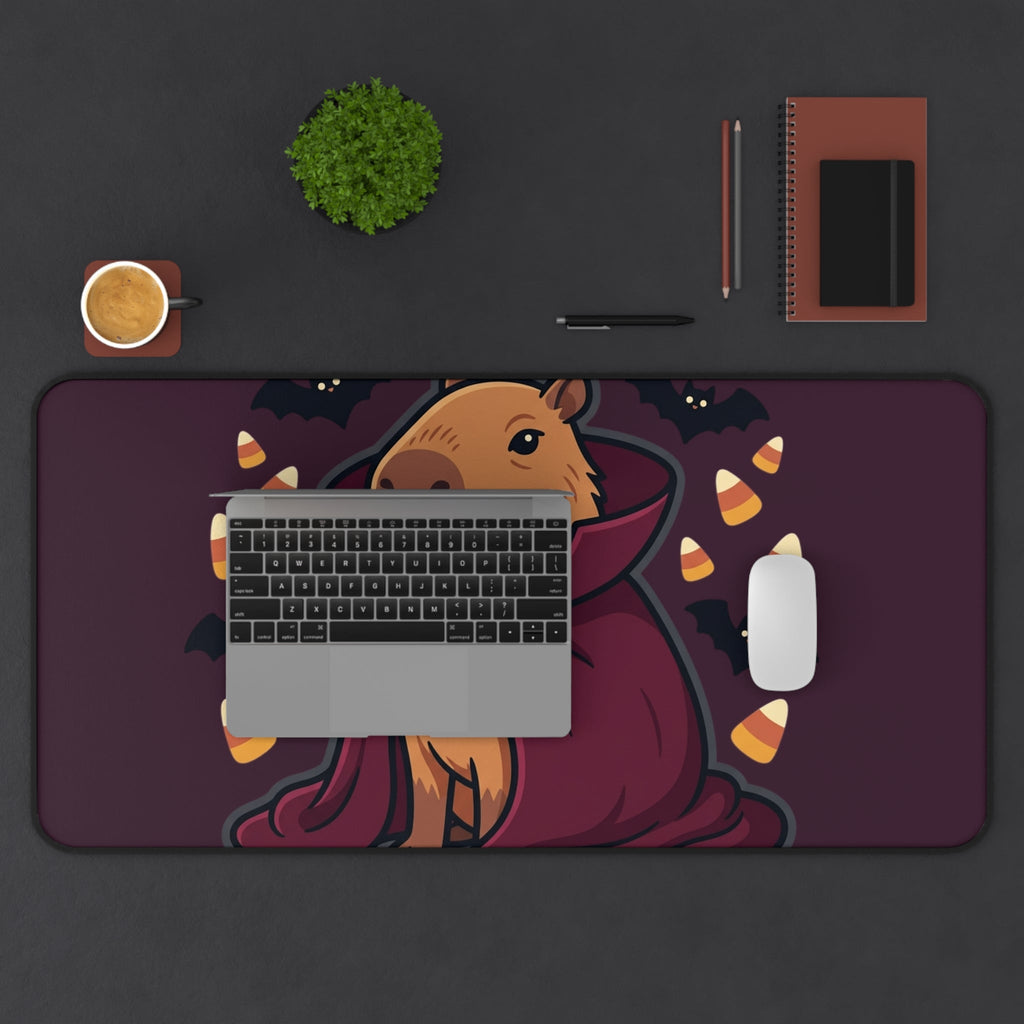 Halloween Capybara Vampire Desk Mat – Cute Spooky Candy Corn & Bats Mouse Pad - Home Decor