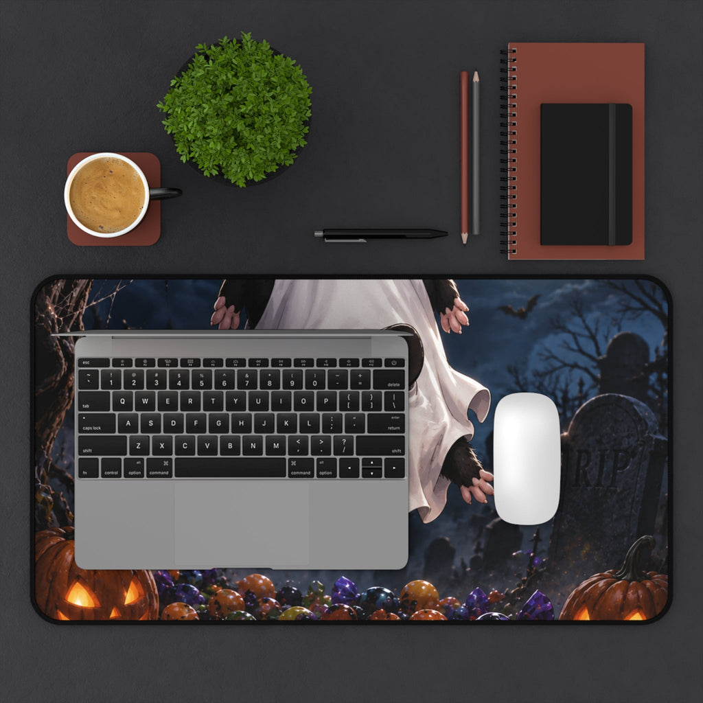 Halloween Possum Ghost Desk Mat, Cute Spooky Gaming & Office Mouse Pad - Home Decor