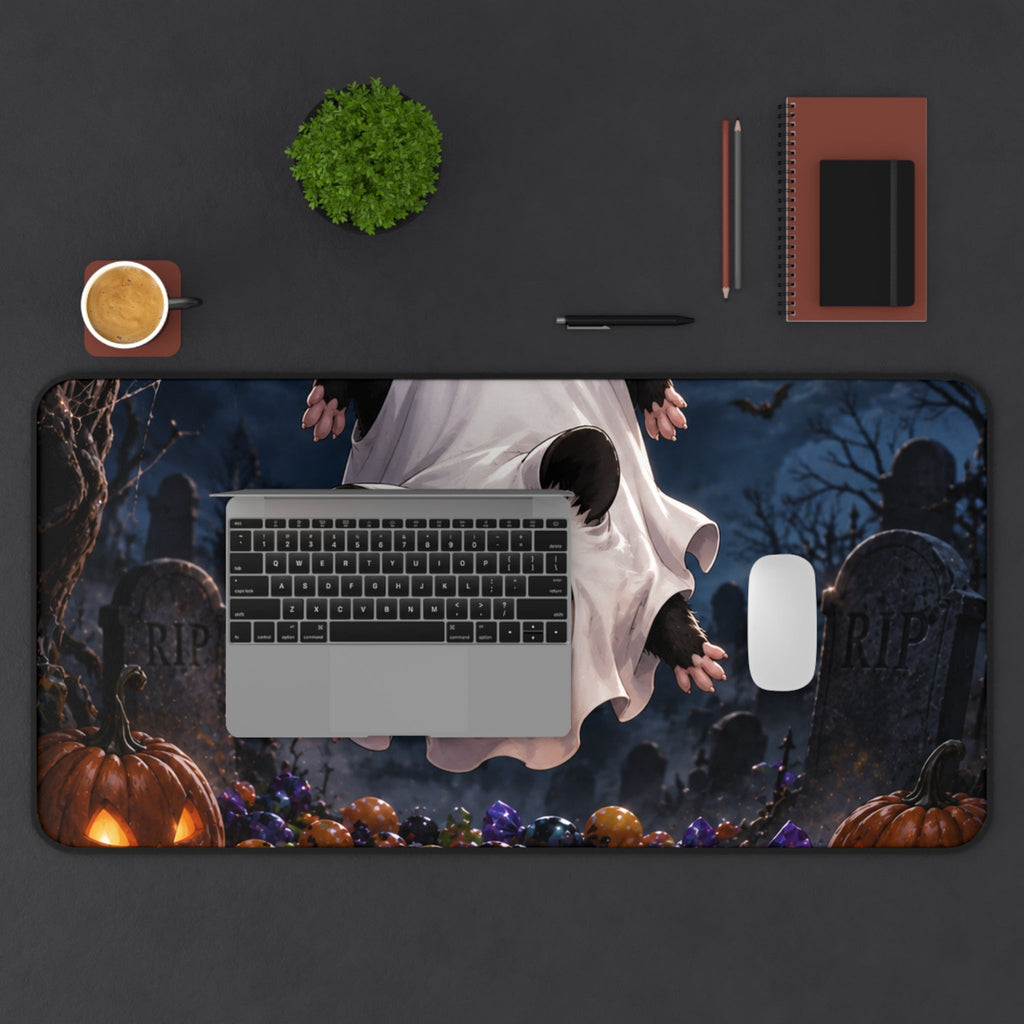Halloween Possum Ghost Desk Mat, Cute Spooky Gaming & Office Mouse Pad - Home Decor